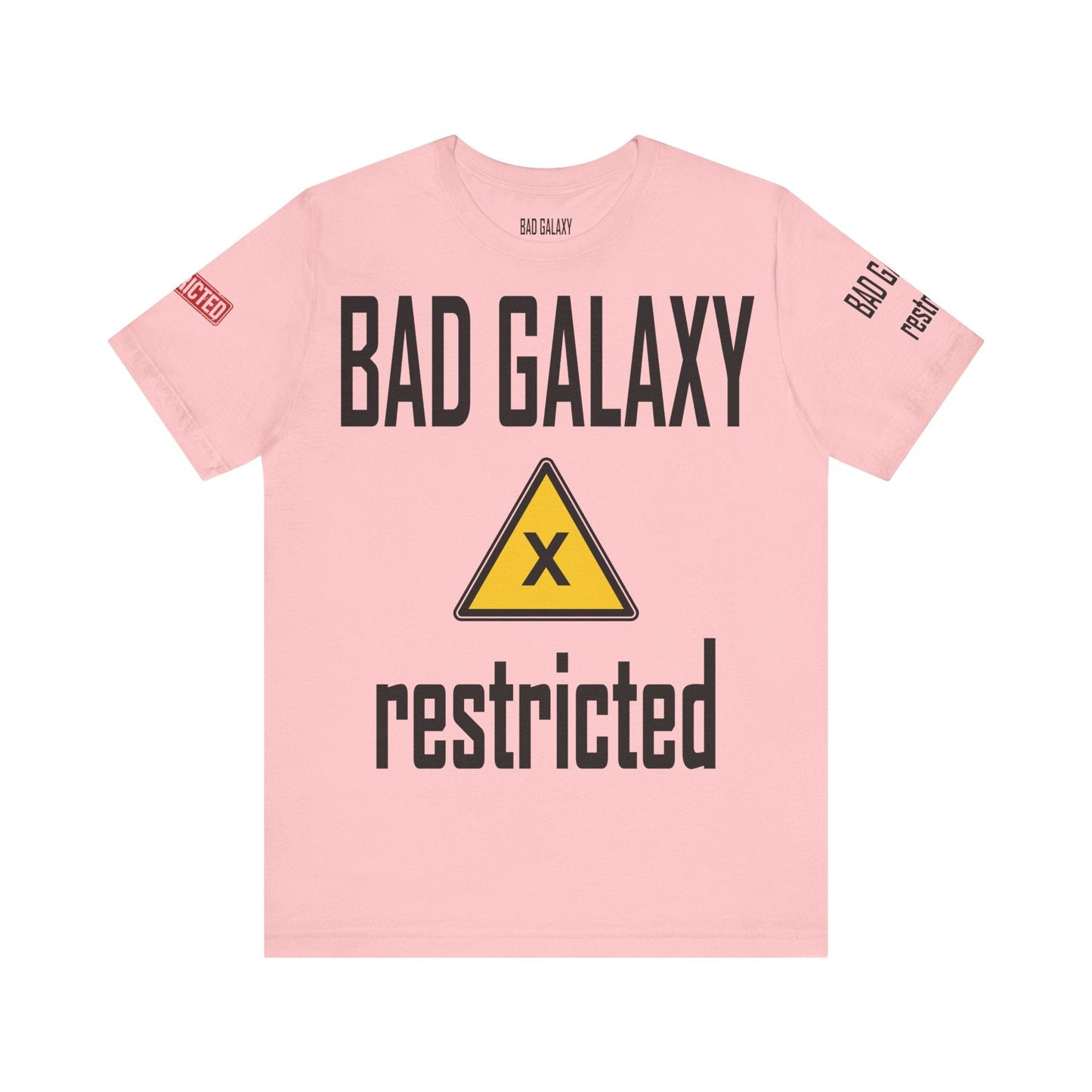 Tee Shirt With Red Stamp From Bad Galaxy Eco Friendly 100 Percent Cotton Printed In USA