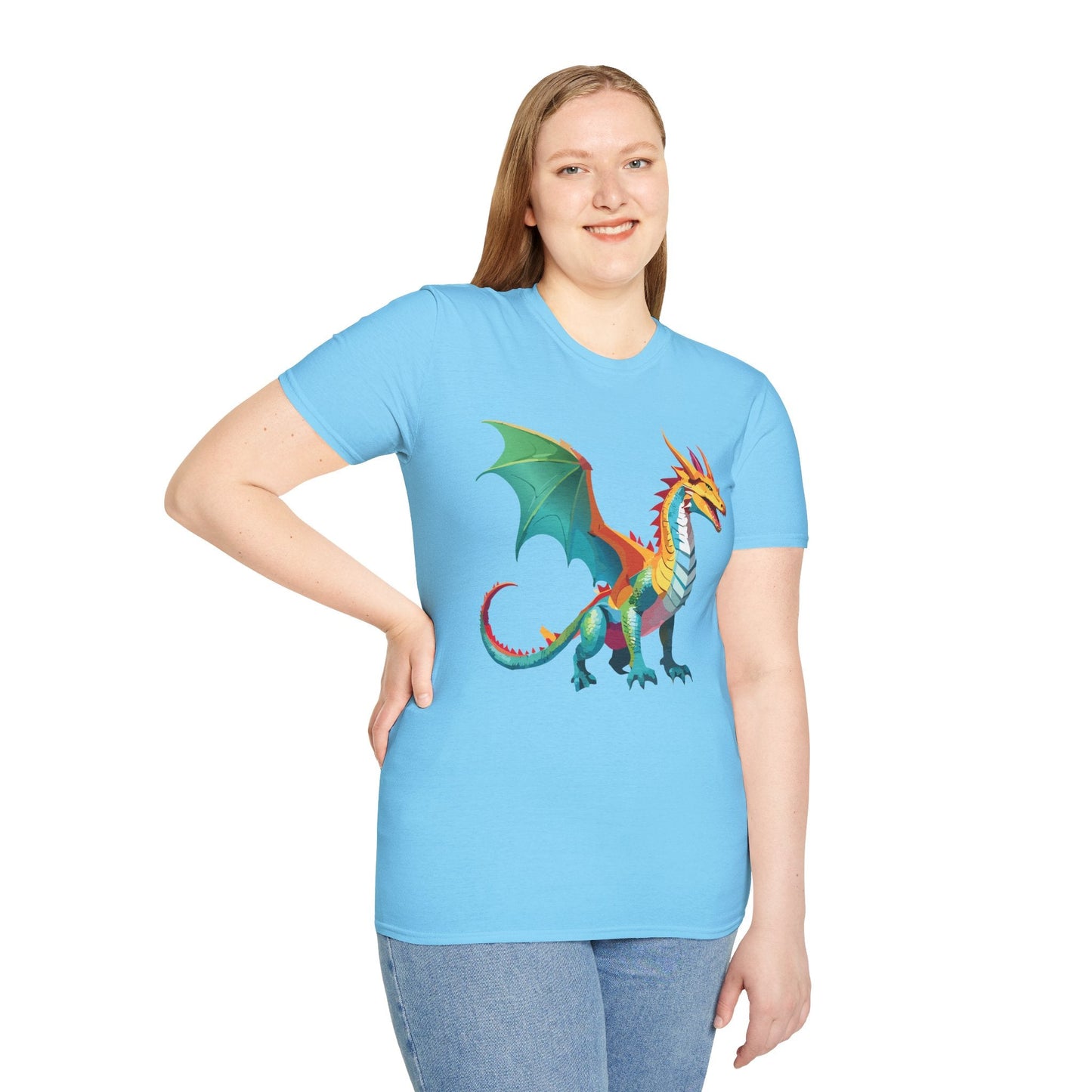 Dragon T Shirt Unisex Animal Design Tee Softstyle Gildan 64000 100 Percent Ring Spun Cotton