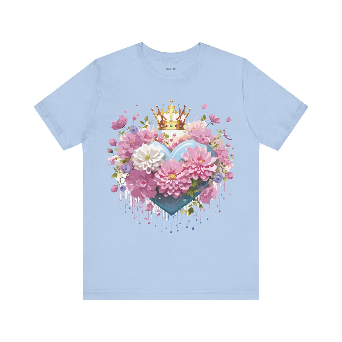 Valentine's Day Graphic Unisex Cotton Bella+Canvas Tee with Floral Art Design d128