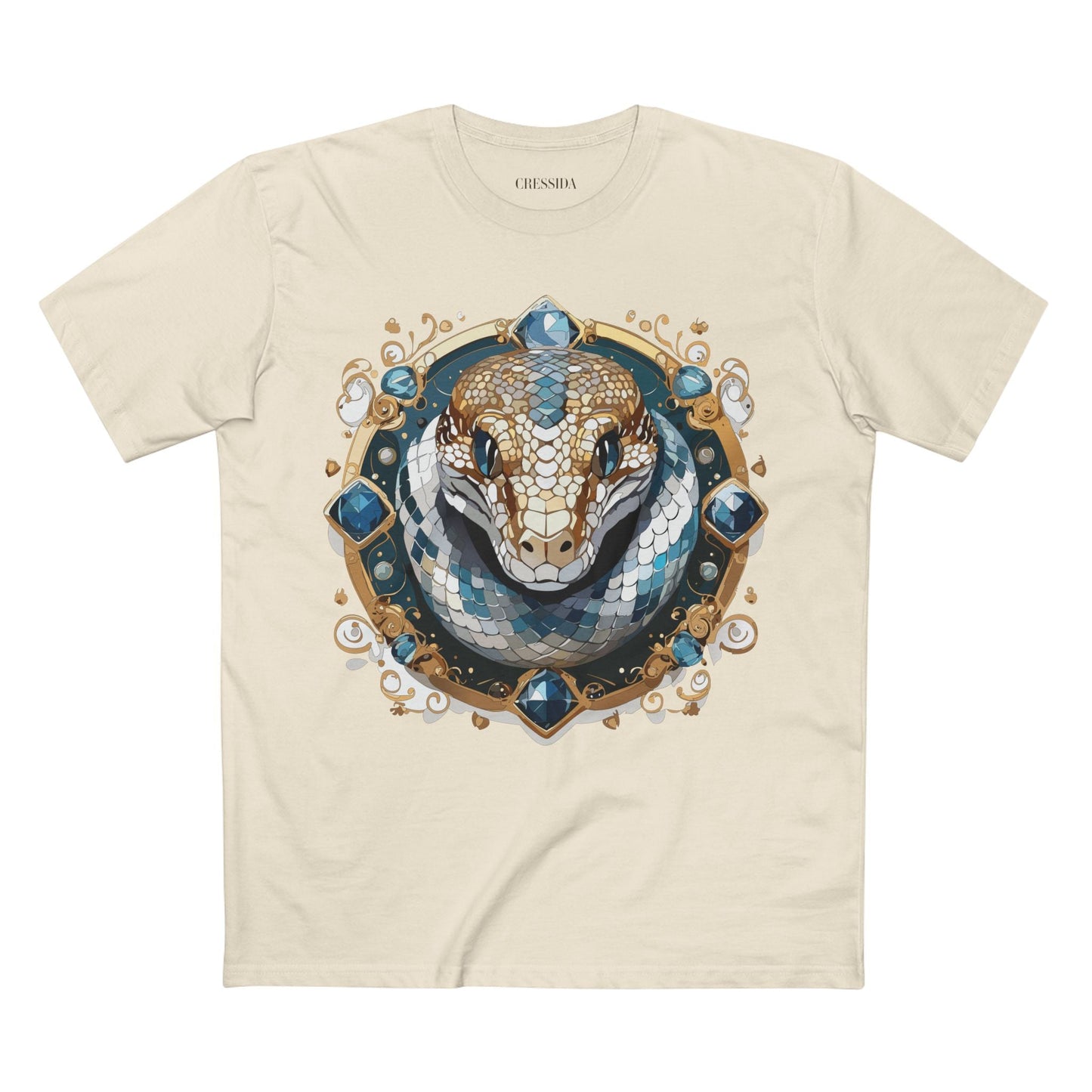 Snake Graphic Unisex 100 Cotton Tee With Unique Animal Golden Medallion Art Design 42