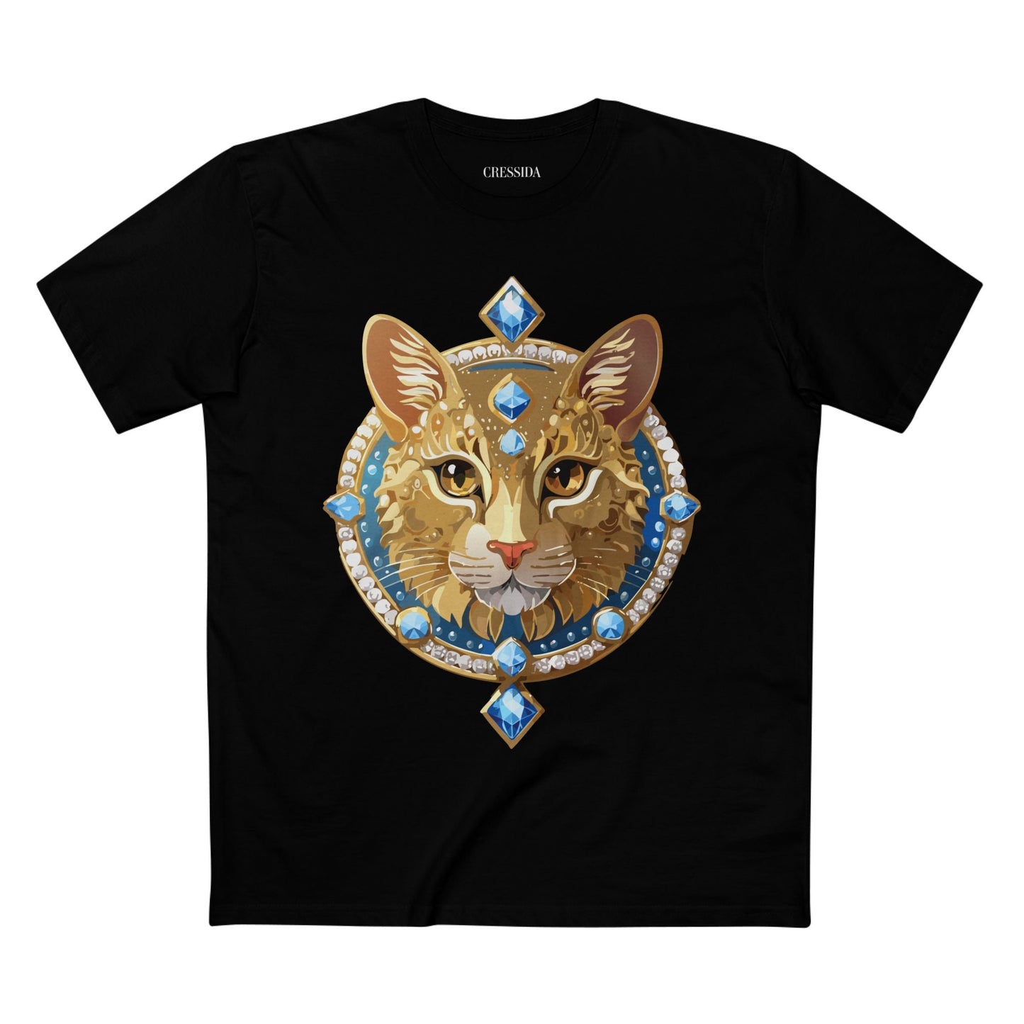 Cat Graphic Unisex 100 Cotton Tee With Unique Animal Golden Medallion Art Design 10