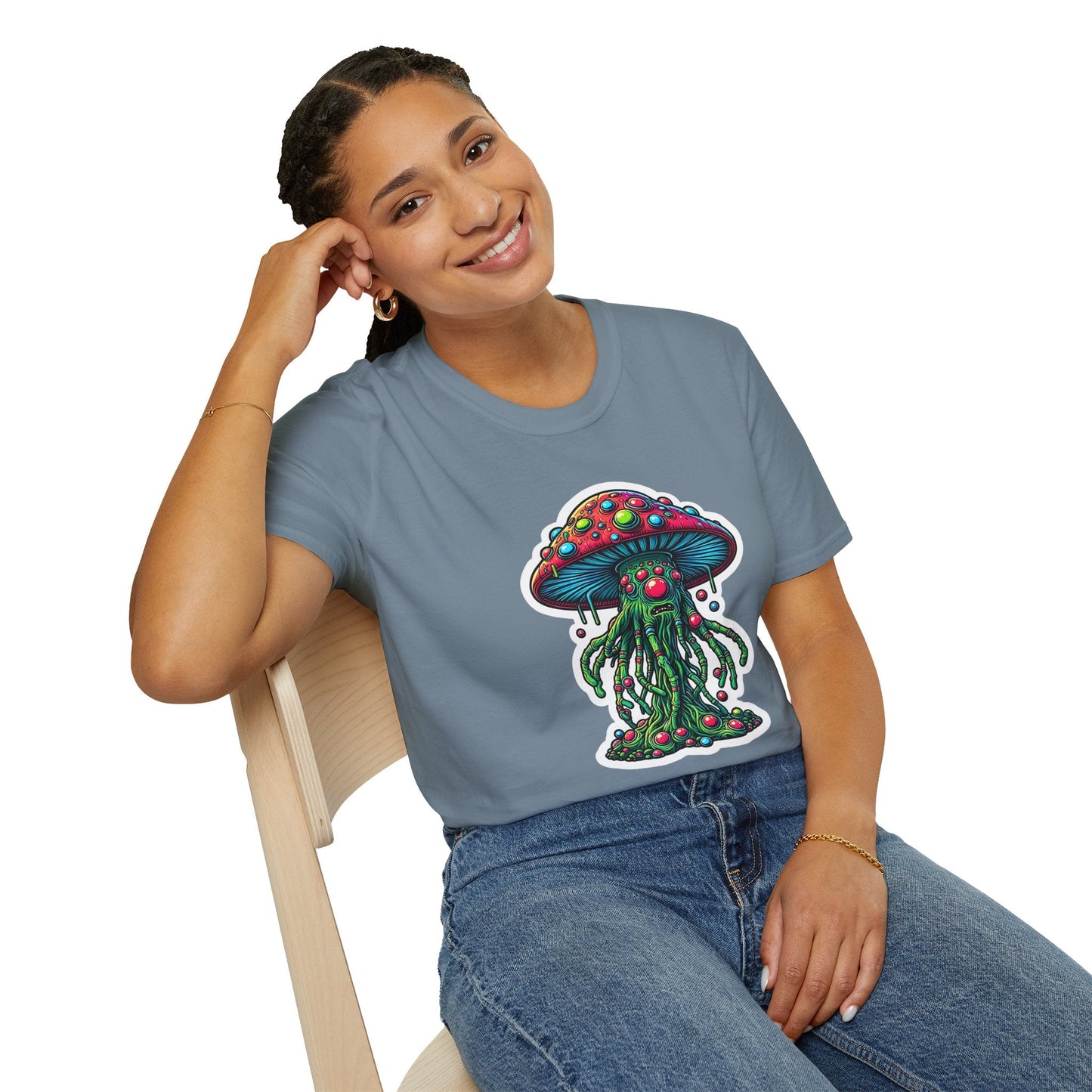 Funny Mashroom Graphic Unisex Softstyle Cotton With Cartoon Illustration Design 28