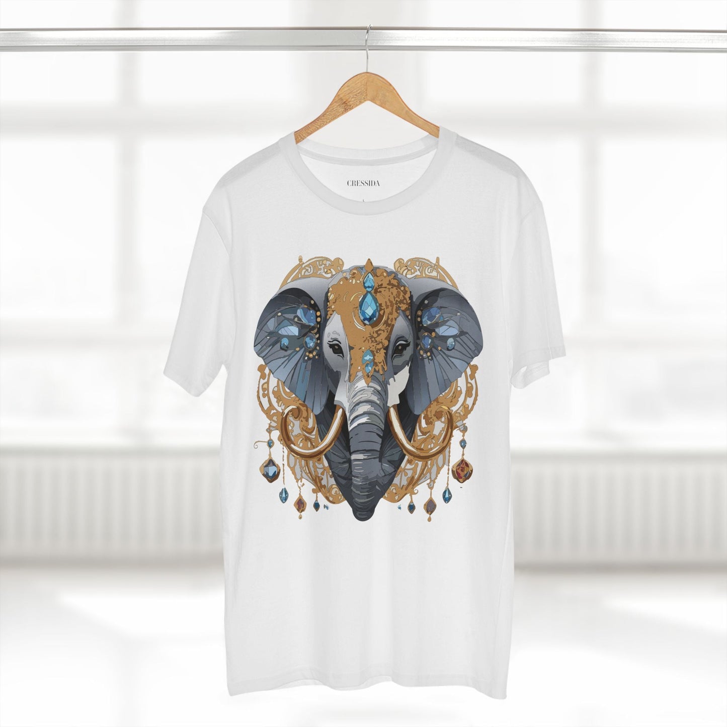 Elephant Graphic Unisex 100 Cotton Tee With Unique Animal Golden Medallion Art Design 39