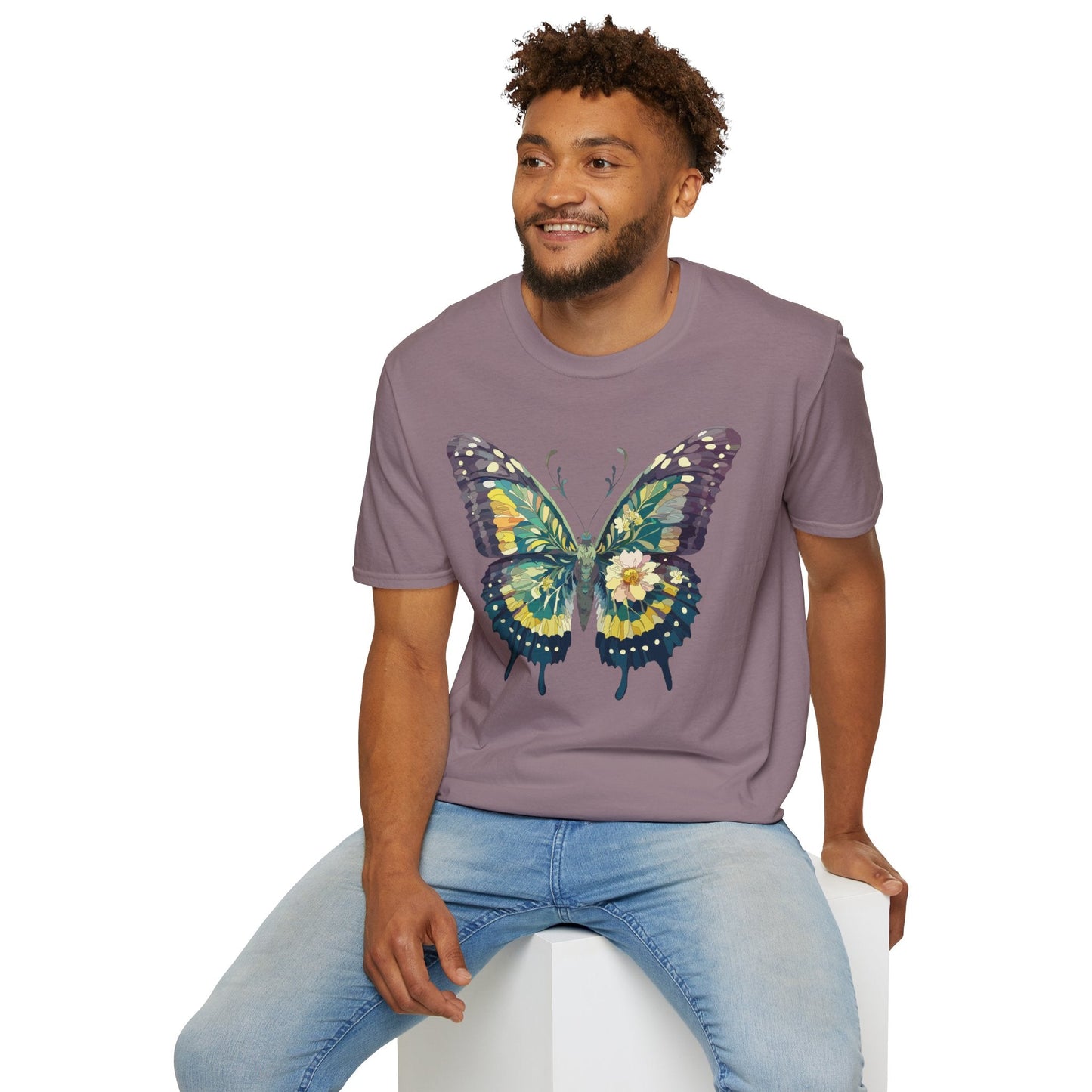 Butterfly Shirt Unisex Monarch Print T Shirt Gildan Softstyle 64000 Lightweight Tee