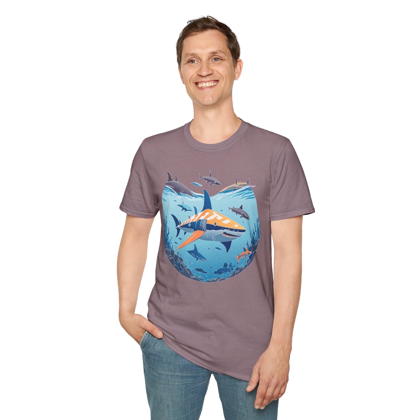 Ocean Tee Shirt Unisex Softstyle Gildan 64000 100 Percent Ring Spun Cotton Breathable U Boat Design