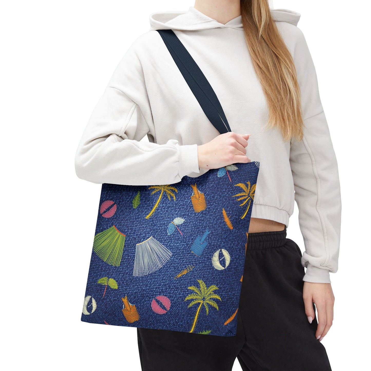 Denim Fabric Imitation Print Unisex Canvas Bag Poly Spun 3 Sizes Tote Bag 182-3