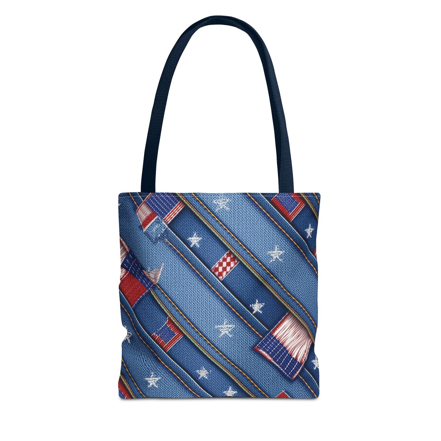 4th of July Graphic Denim Fabric Imitation Print Unisex Canvas Bag Poly Spun 3 Sizes Tote Bag 200-16