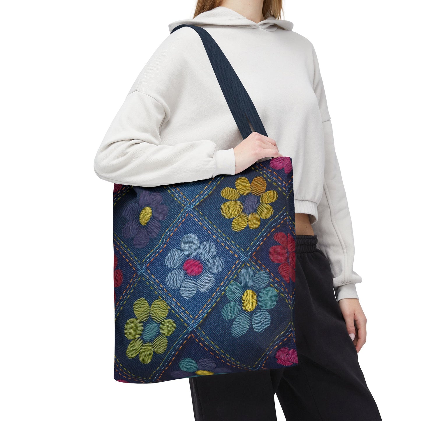 Denim Fabric Imitation Print Unisex Canvas Bag Poly Spun 3 Sizes Tote Bag 179