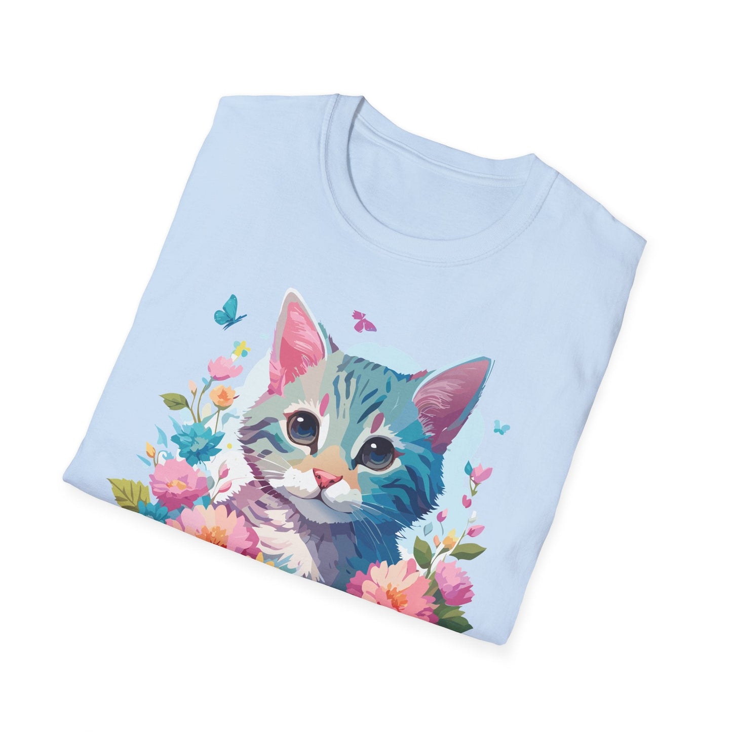 Cat Shirt Unisex Tee Kitten Cat Tee Softstyle 100 Percent Cotton Gildan 64000