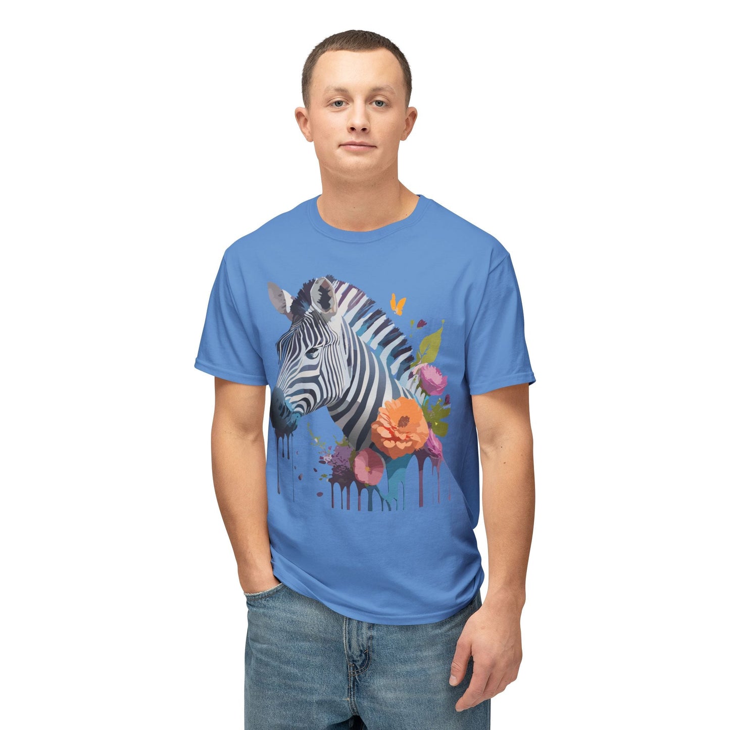 Unisex Zebra Art T Shirt With Full Color Print HD Cotton Tee Made In USA For Everyday Style
