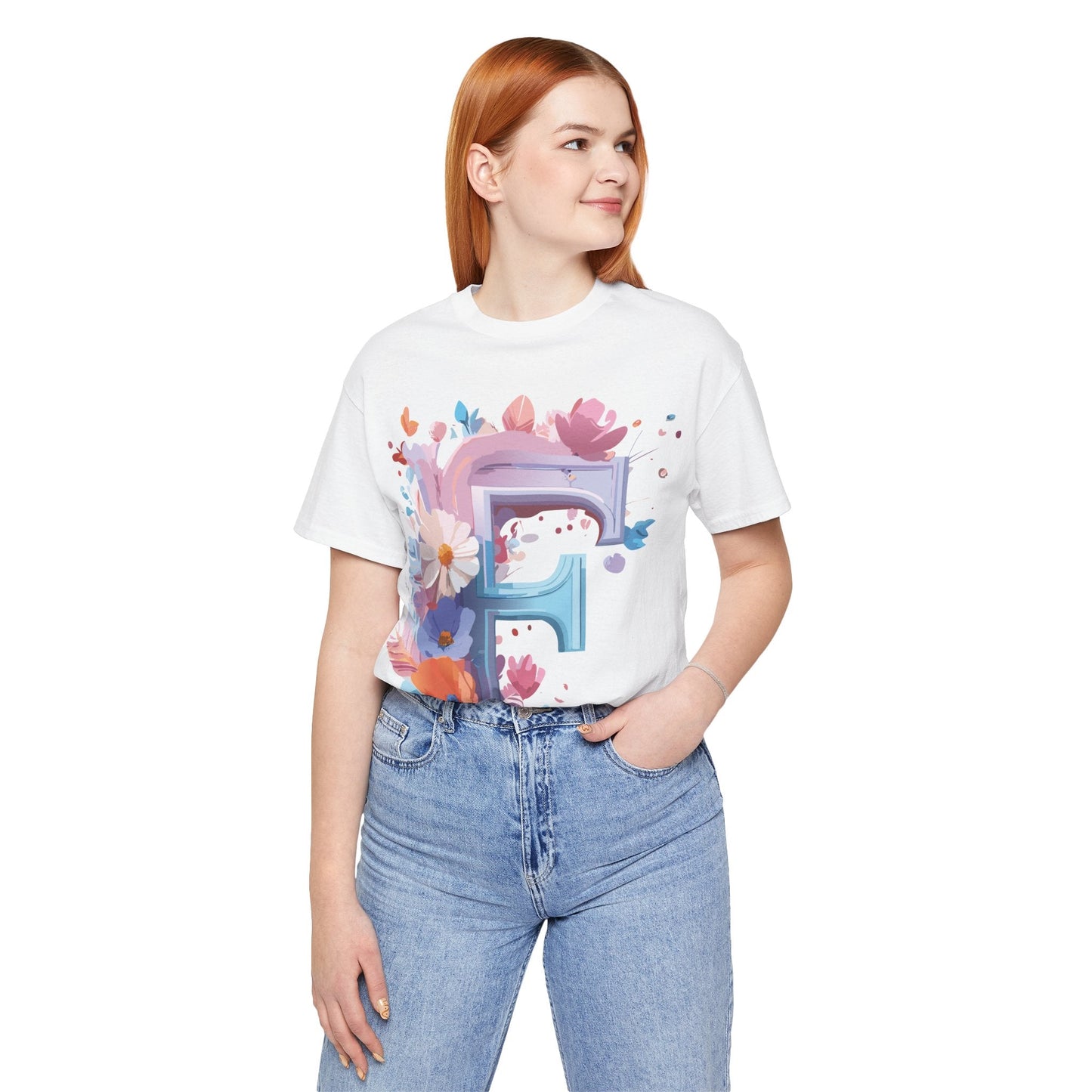 Letter F Graphic Tee Unisex Vintage Style Shirt Featuring Adelpha Artwork Premium Short Sleeve
