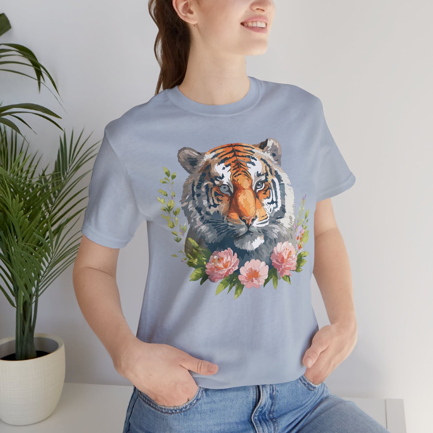 Floral Tiger Shirt, Animal Shirt, Tiger Tee, Unisex Tee, Floral T-shirt, T-Shirt with Animal