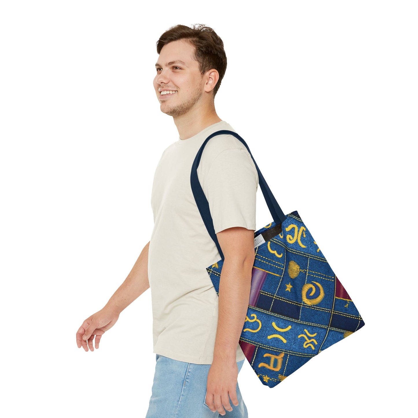 Denim Fabric Imitation Print Unisex Canvas Bag Poly Spun 3 Sizes Tote Bag 184