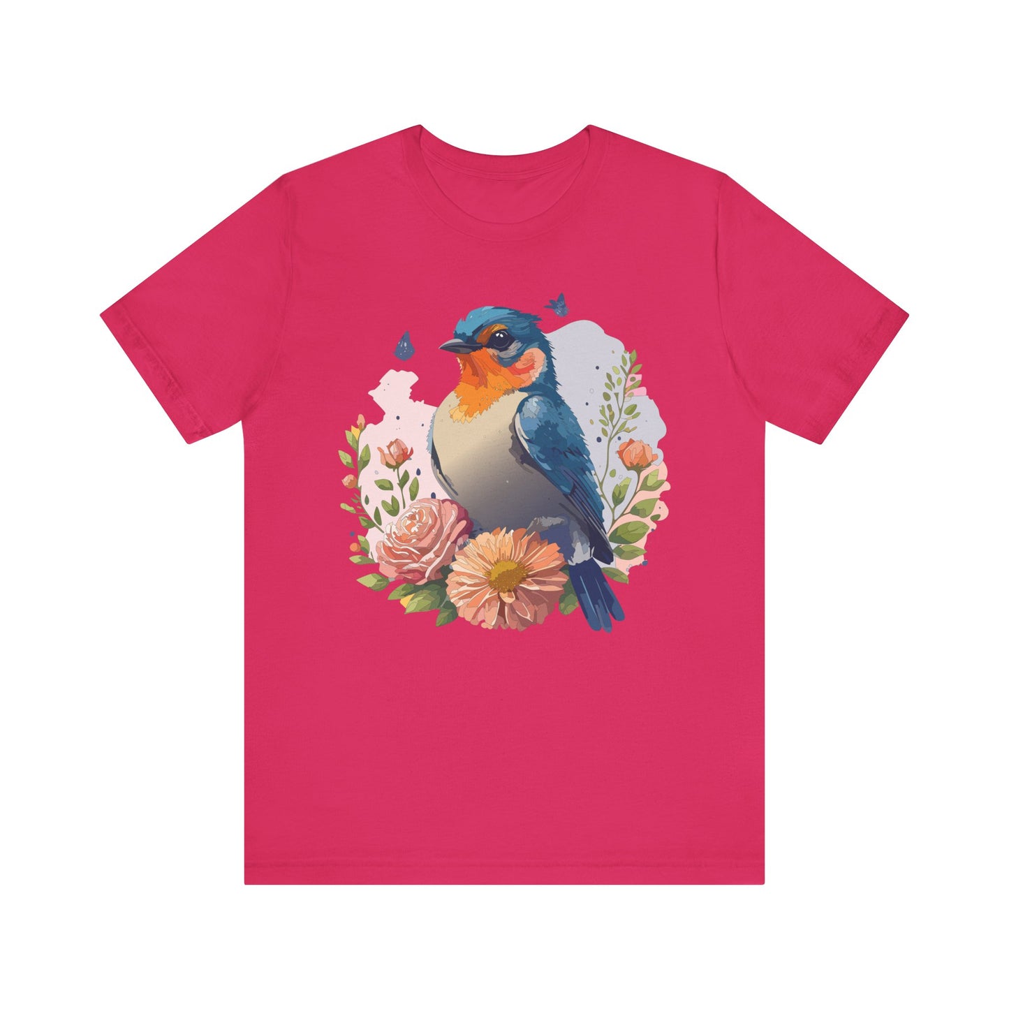 Floral Bird Tee, Animal Shirt, Bird Shirt, Floral Tee, Flower T-shirt, T-Shirt with Animal