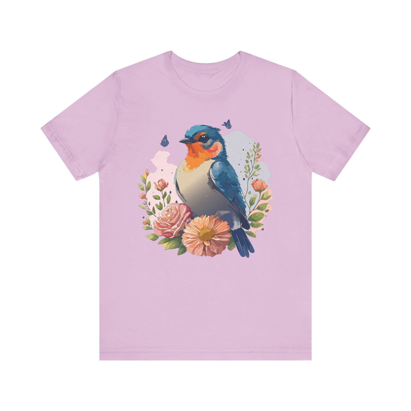 Floral Bird Tee, Animal Shirt, Bird Shirt, Floral Tee, Flower T-shirt, T-Shirt with Animal