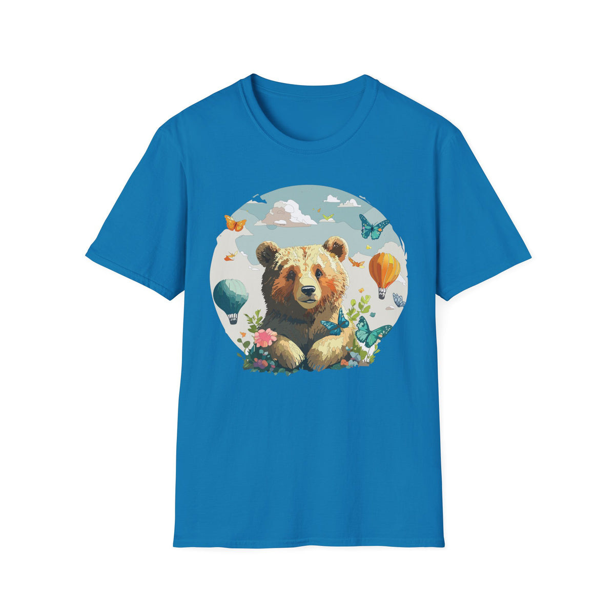 Cute Teddy Bear Balloon Garden Graphic Tee Unisex 100 Cotton Gildan T-Shirt