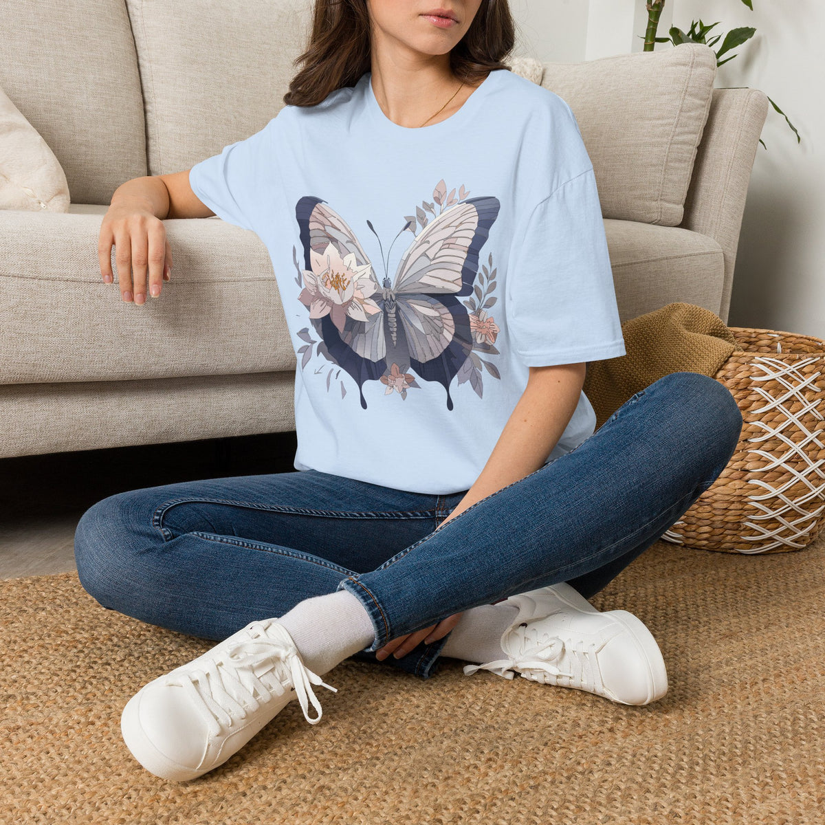 Floral Butterfly Flower Wings Graphic Design Unisex 100 Cotton Gildan T-Shirt