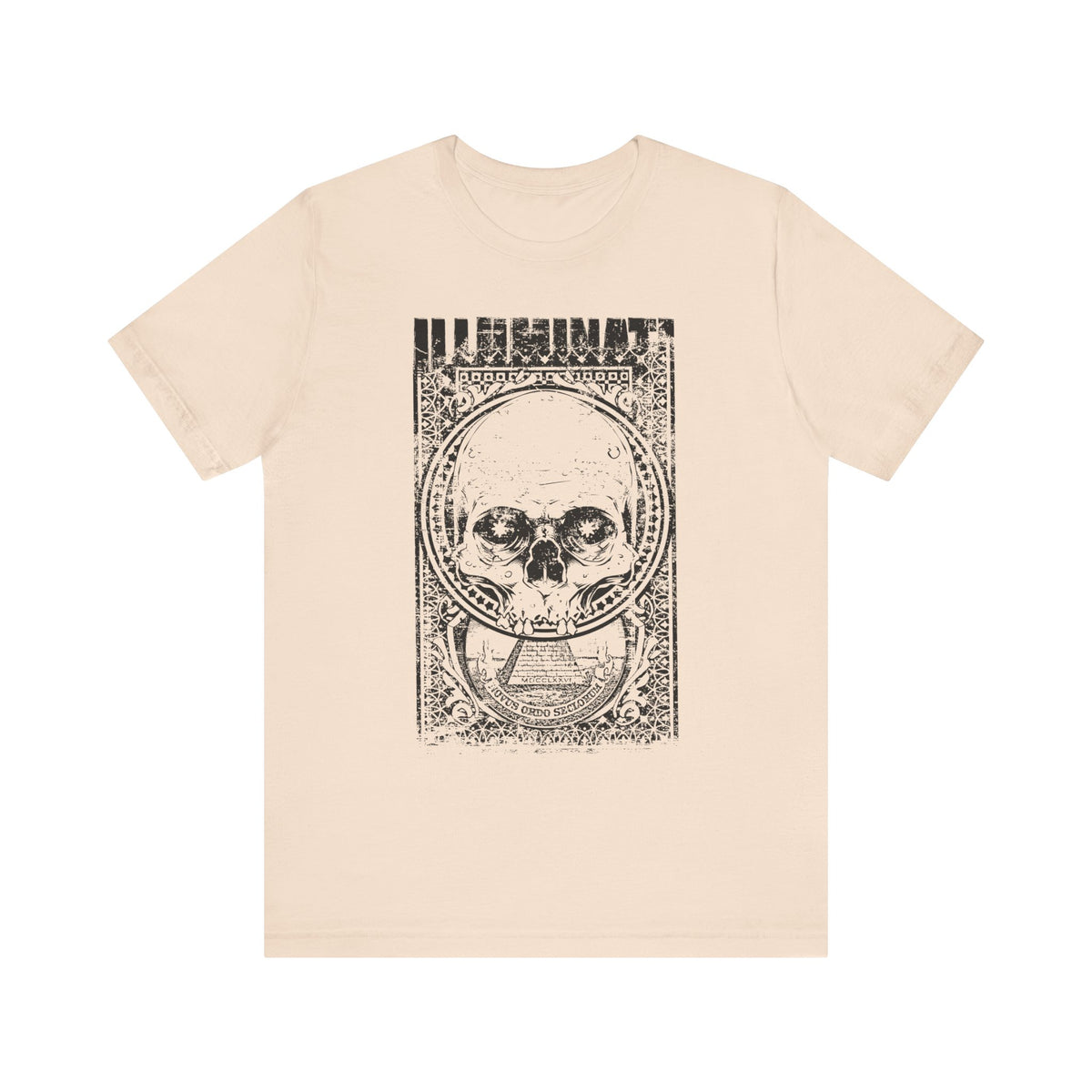 Skull Circle Graphic T-Shirt Vintage Etching Illustration Art Design Unisex Cotton Tee A-9