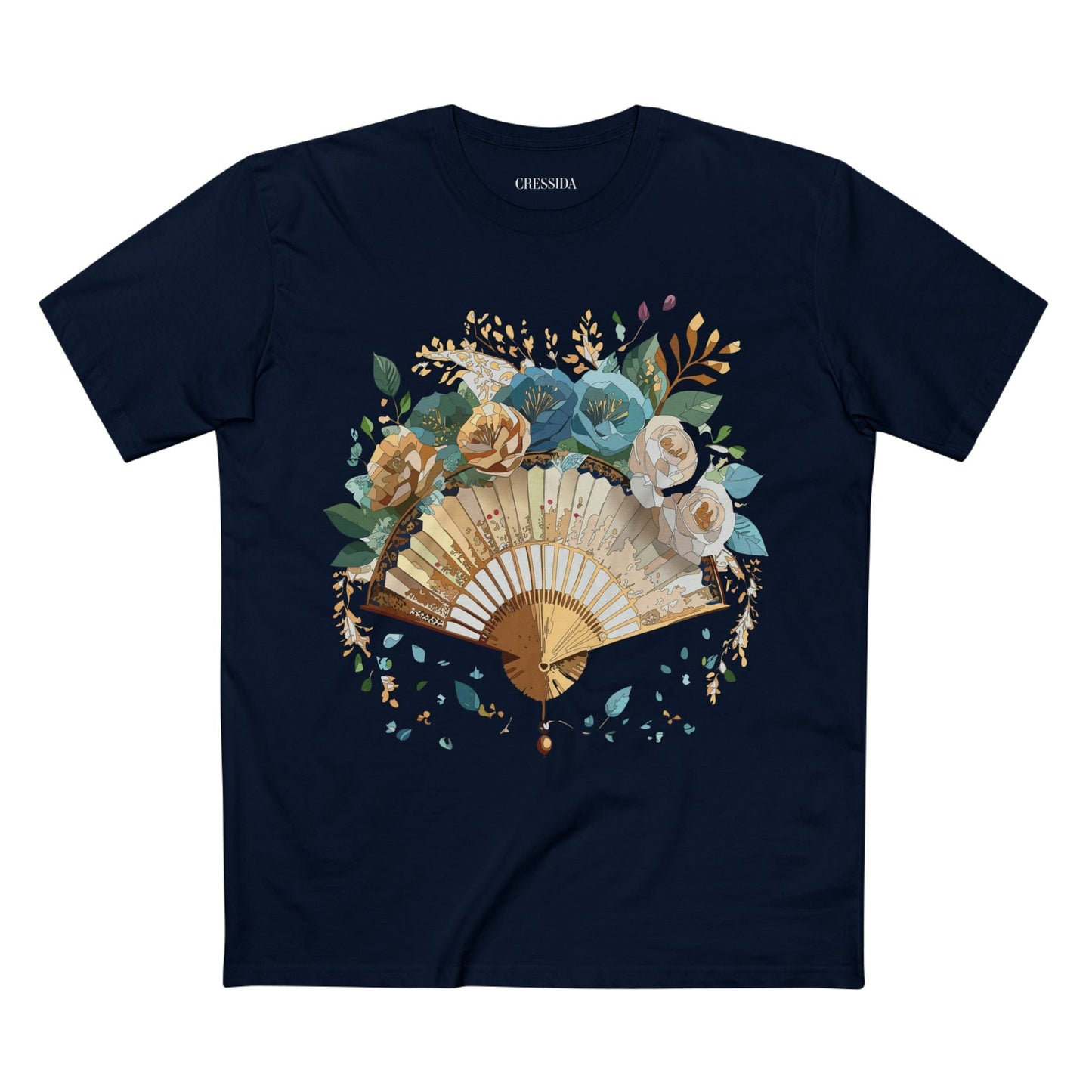 Antique Fan Graphic Design T-Shirt Unisex 100 Cotton Floral Carnival Artwork Tee 4