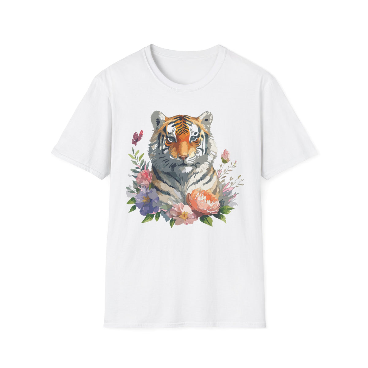 Watercolor Tiger Floral T-Shirt | Tiger Portrait Tee