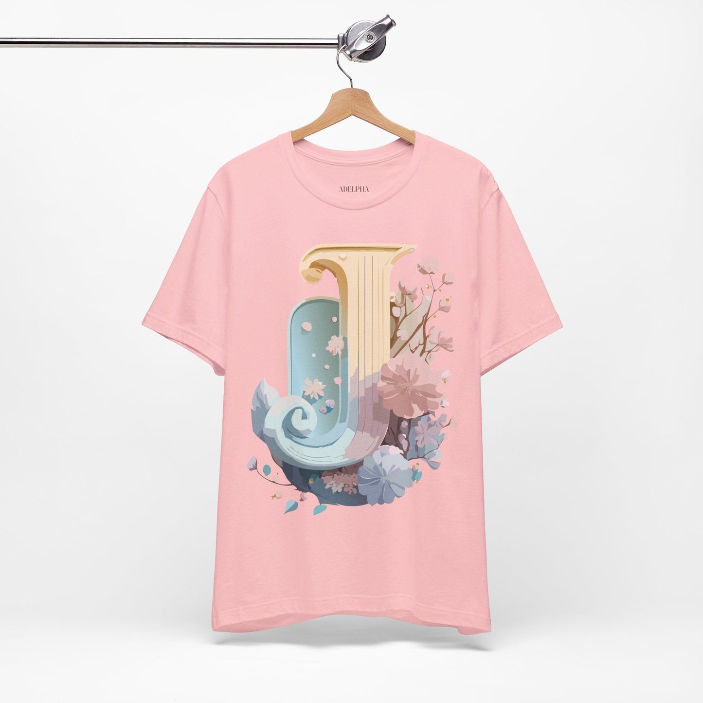 Letter J Shirt Unisex Graphic Tee Adelpha Vintage Inspired Artwork Design Short Sleeve