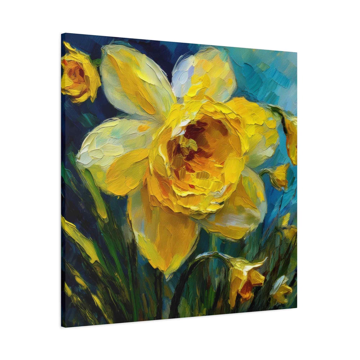 Narcissus Print Canvas, Floral Oil Paint Print 20x20, 24x24, 30x30, 32x32, 36x36 Art Design Pine-Wood Inner Frame MC-179
