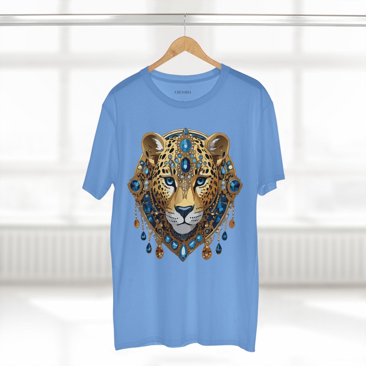 Cheetah Graphic Unisex 100 Cotton Tee With Unique Animal Golden Medallion Art Design 47