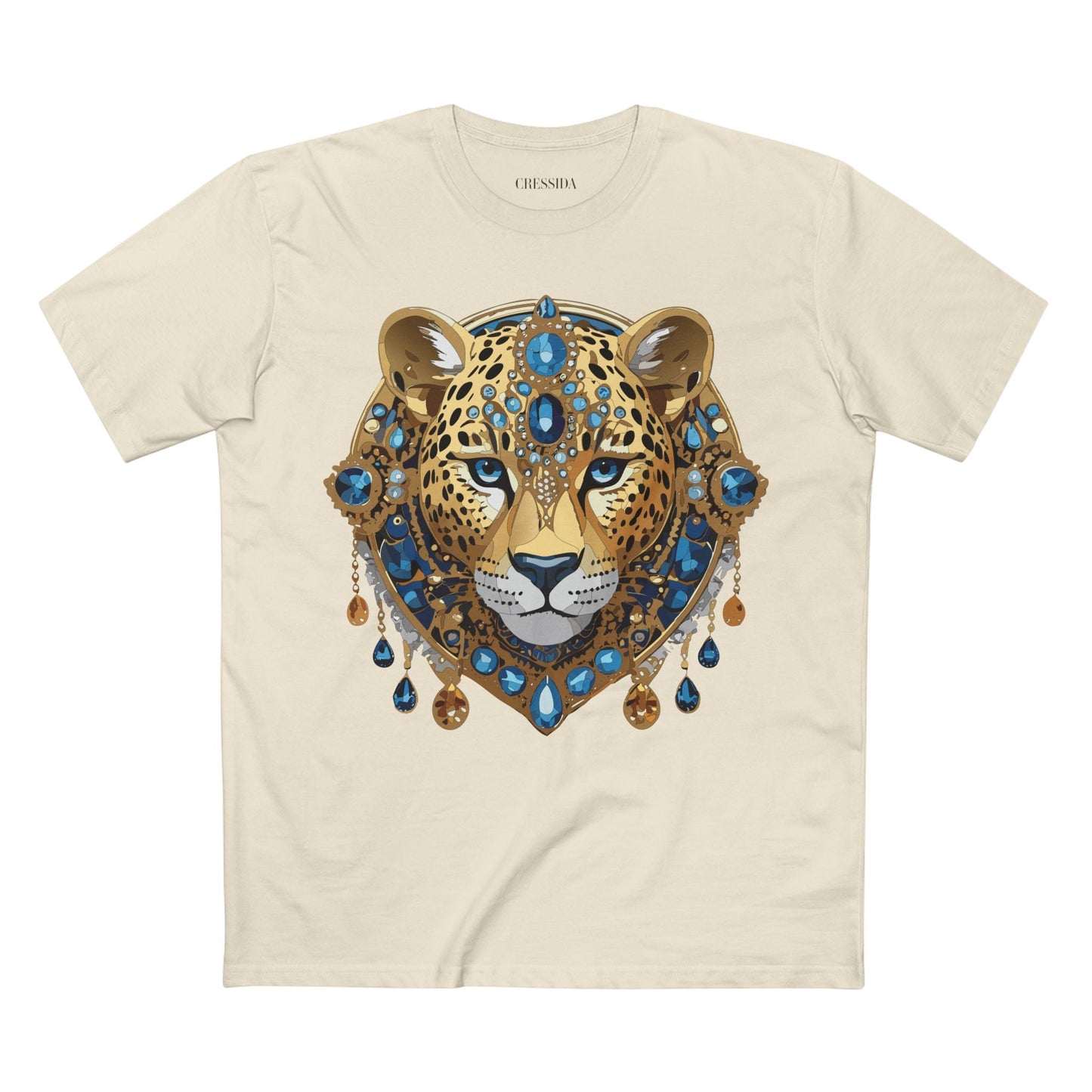 Cheetah Graphic Unisex 100 Cotton Tee With Unique Animal Golden Medallion Art Design 47