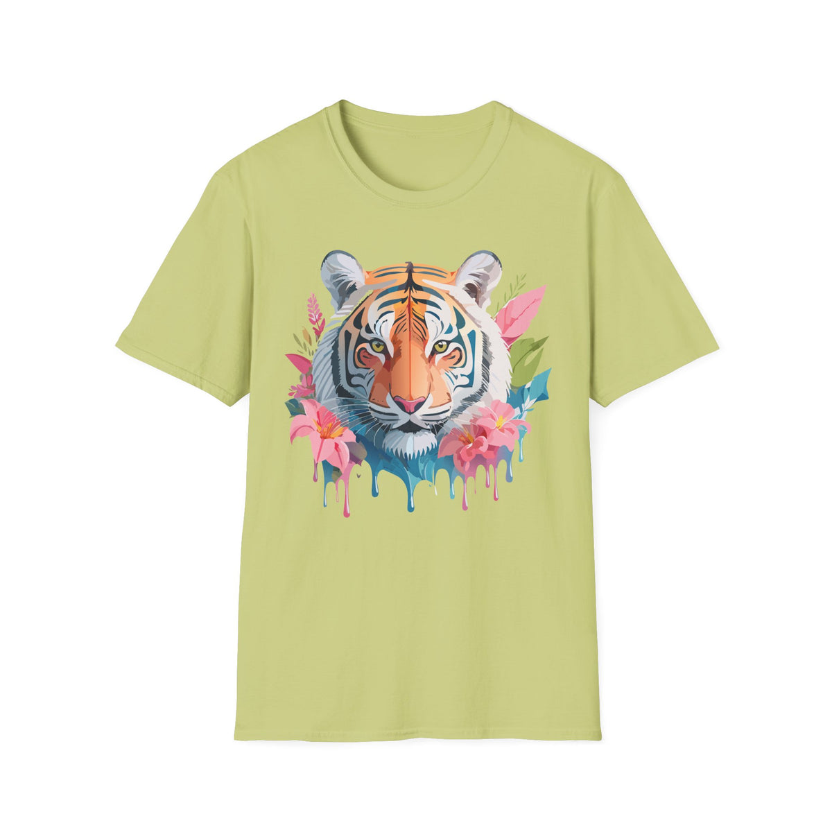 Watercolor Tiger Face T-Shirt | Floral Jungle Animal Tee