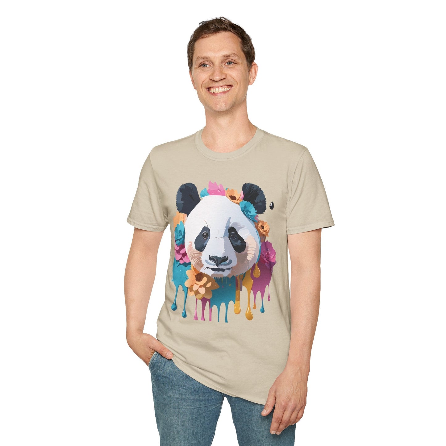 Unisex Panda Shirt Softstyle Cotton Tee For Everyday Wear With Cute Animal Print