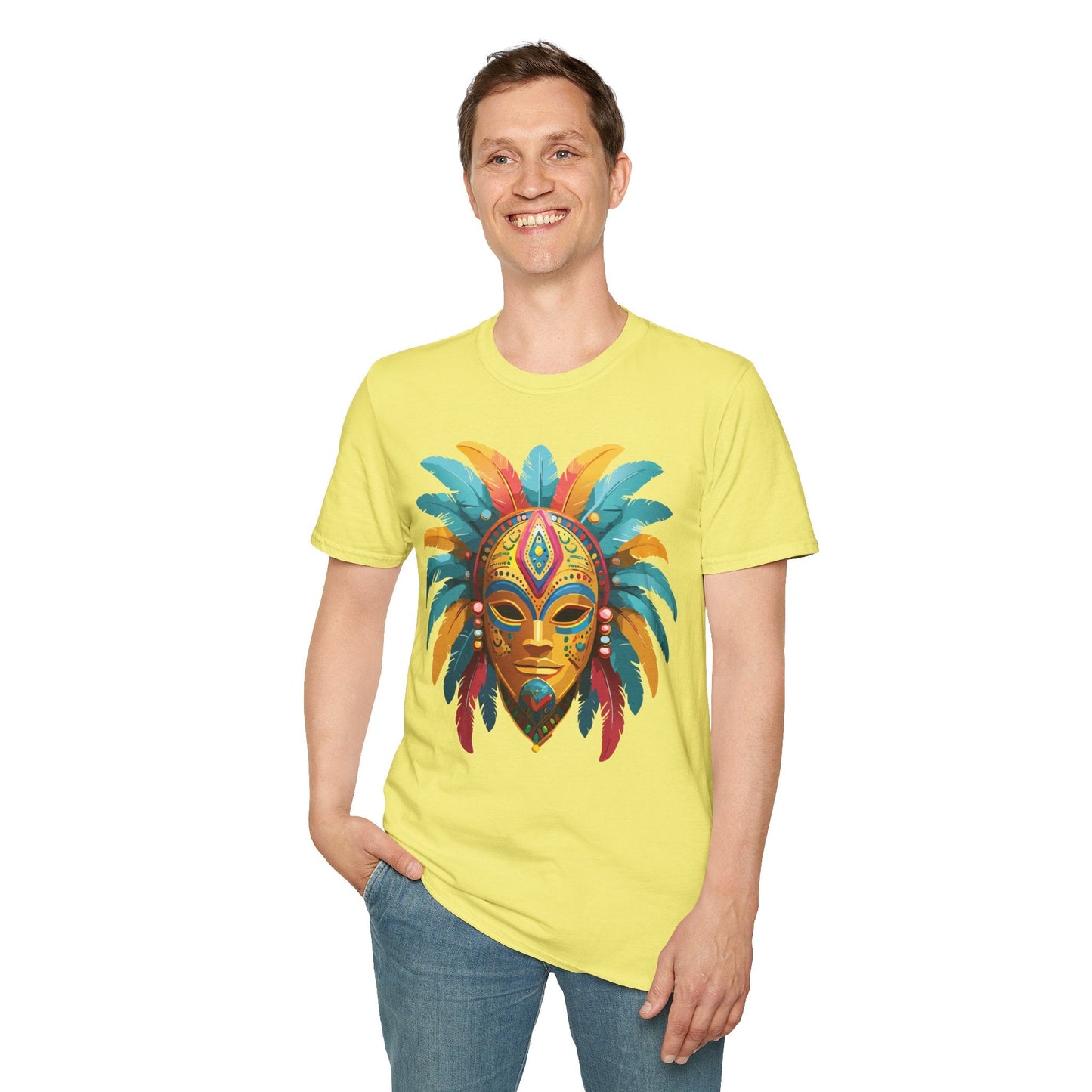 Unisex Mask Tee Shirt Masquerade Design Softstyle Gildan 64000 Comfortable Cotton Tee