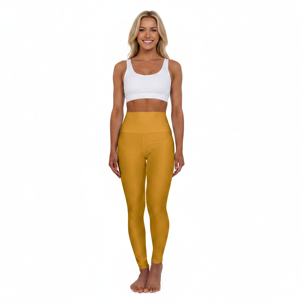 Harvest Bronze Color High-Waist Yoga Leggings Women's Seamless Poly-Span Stretchy Pants XS-2XL