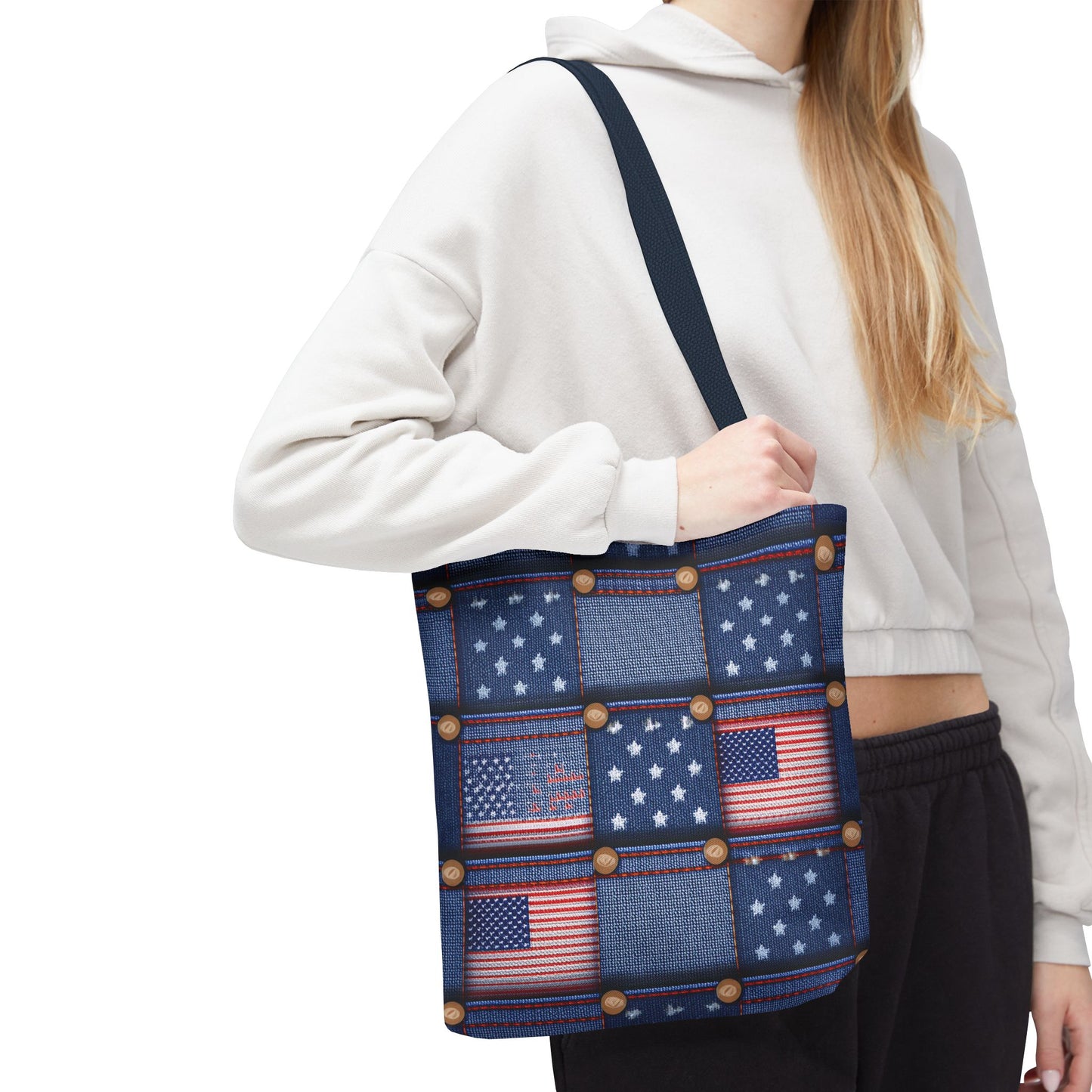 4th of July DENIM PRINT CANVAS BAG HIGH-QUALITY 100% SPUN POLY 3 SIZE BAG-200-18