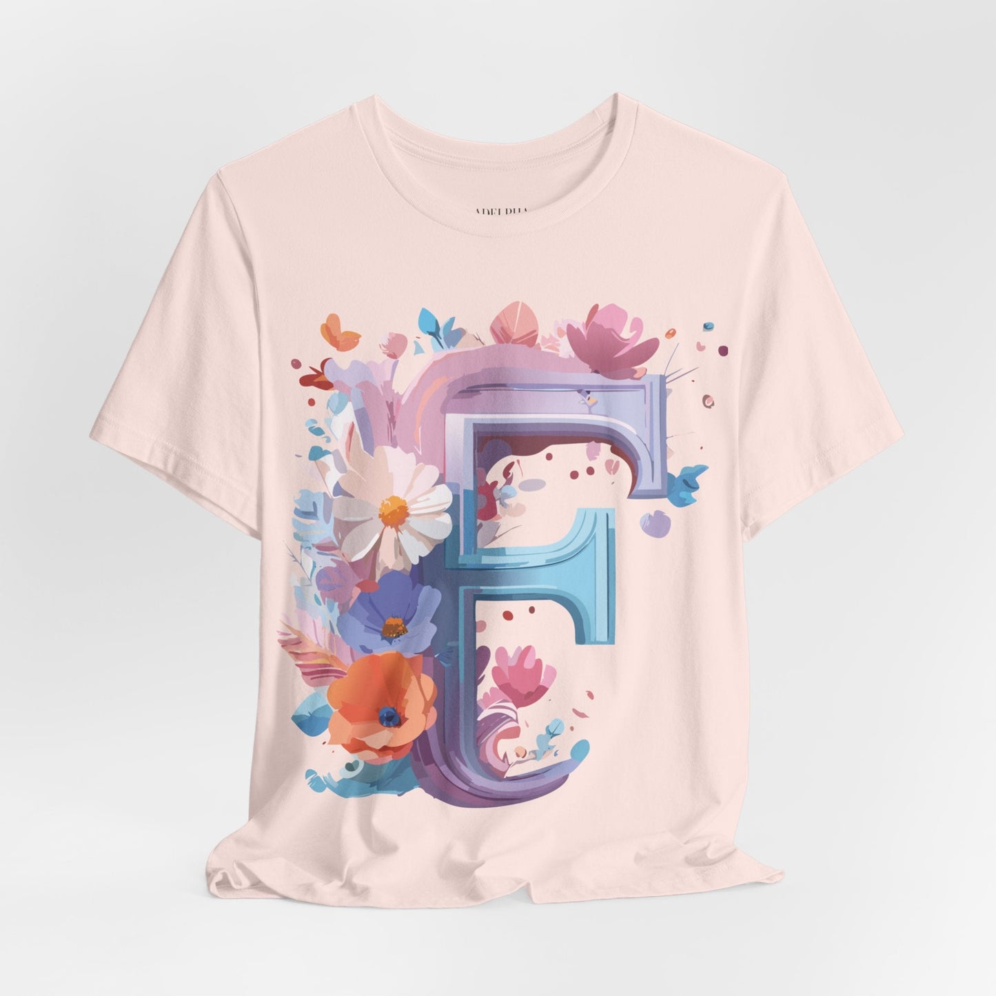 Letter F Graphic Tee Unisex Vintage Style Shirt Featuring Adelpha Artwork Premium Short Sleeve