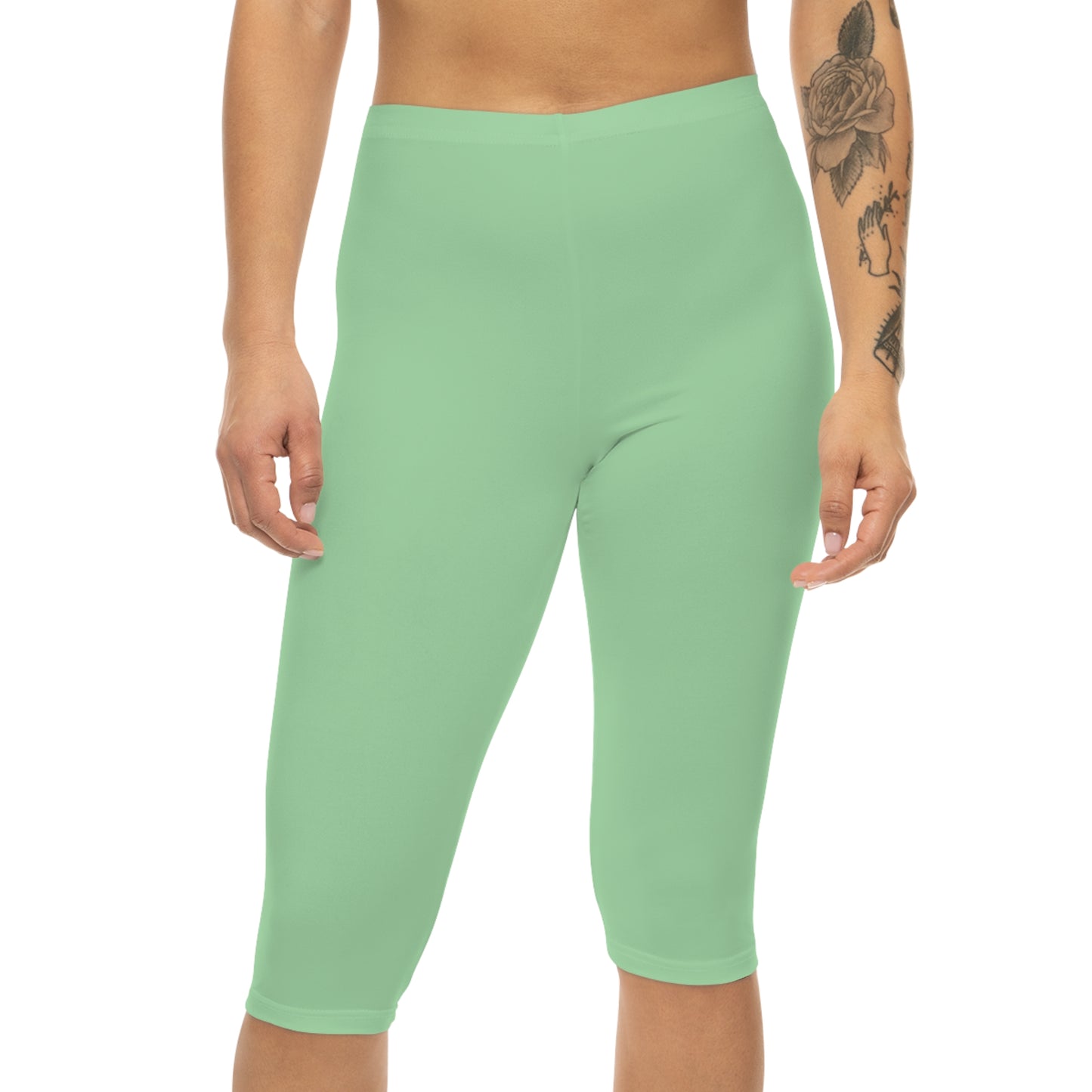 Celadon Color Women's Brushed Suede Poly Span Casual Capri Leggings XS-2XL