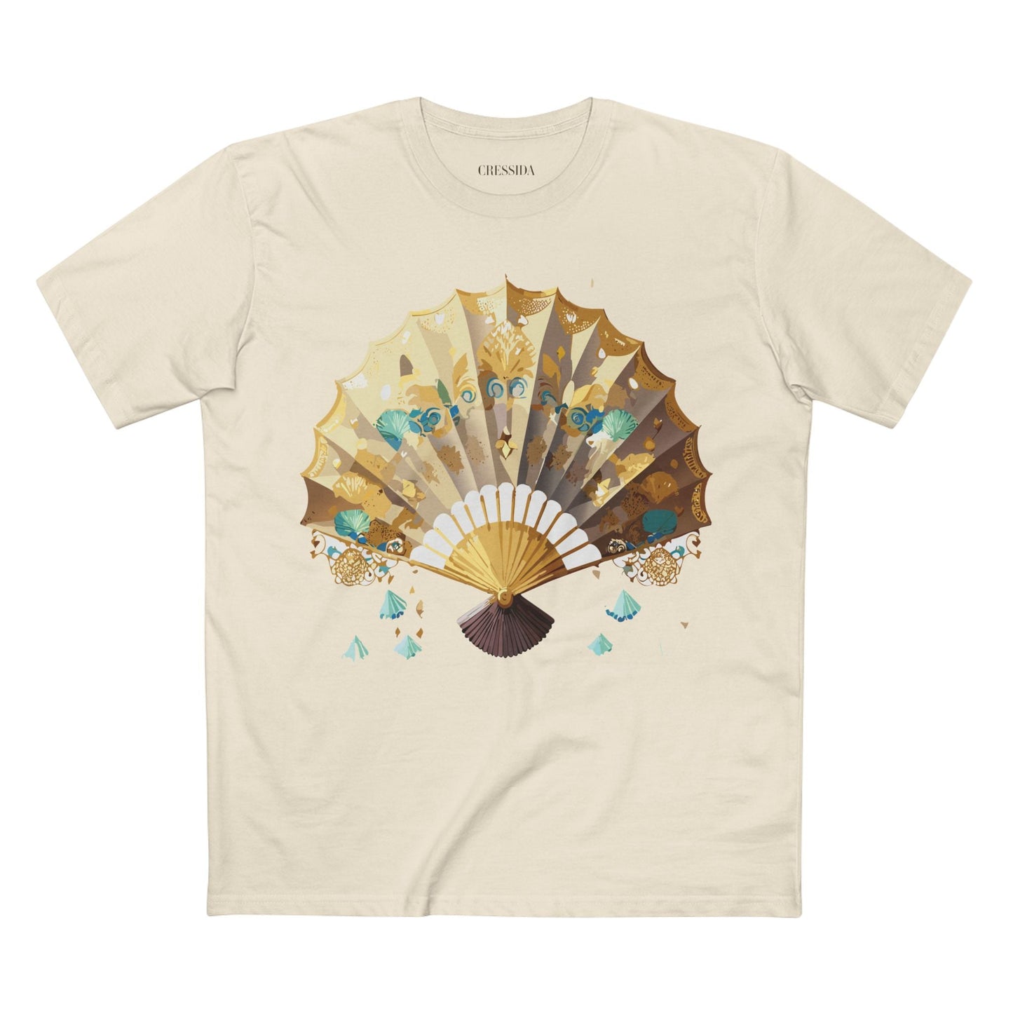 Antique Fan Graphic Design T-Shirt Unisex 100 Cotton Floral Carnival Artwork Tee 16