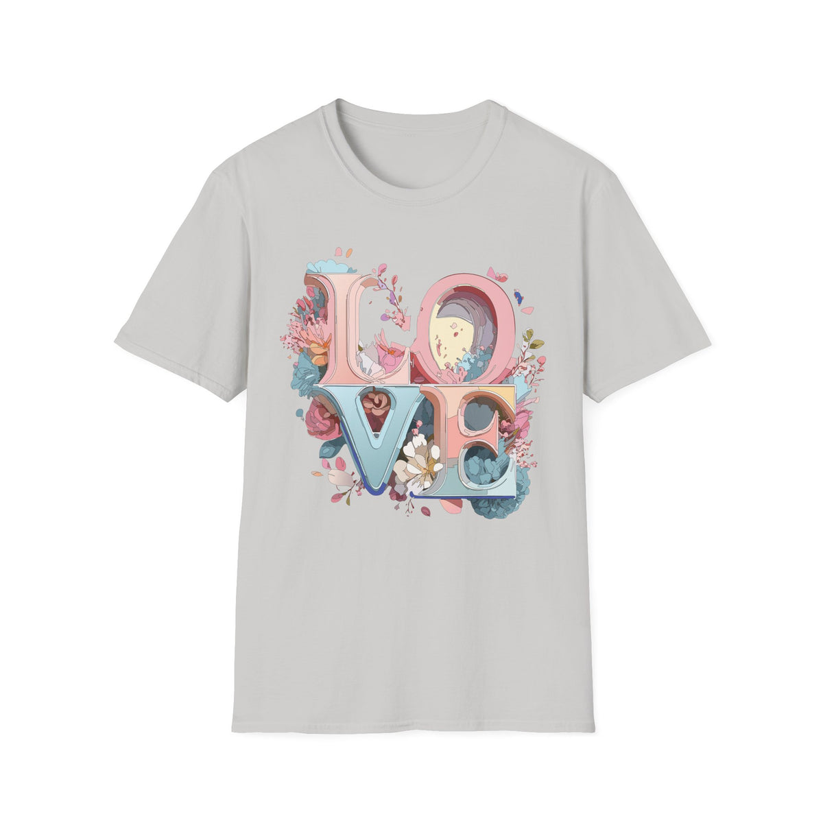 Floral LOVE Lettering T-Shirt | Pastel Botanical Typography