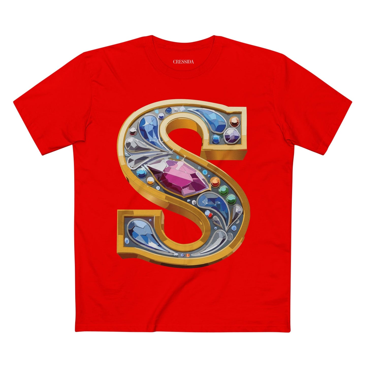 Letter S Graphic Design Tee Unisex 100 Cotton With Antique Gold Letters Artwork T-Shirt