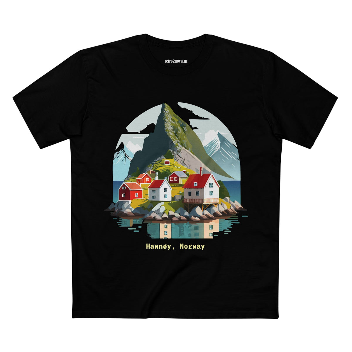 Hamnøy Norway Village Illustration Tee | Scandinavian Coastal Landscape