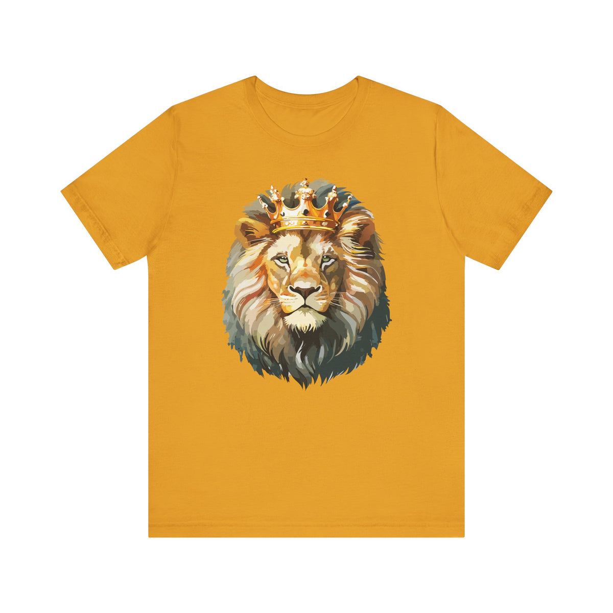 Lion with Crown Tee Unisex Cotton T-Shirt Regal King Lion Illustration, Wildlife Graphic Shirt - 1