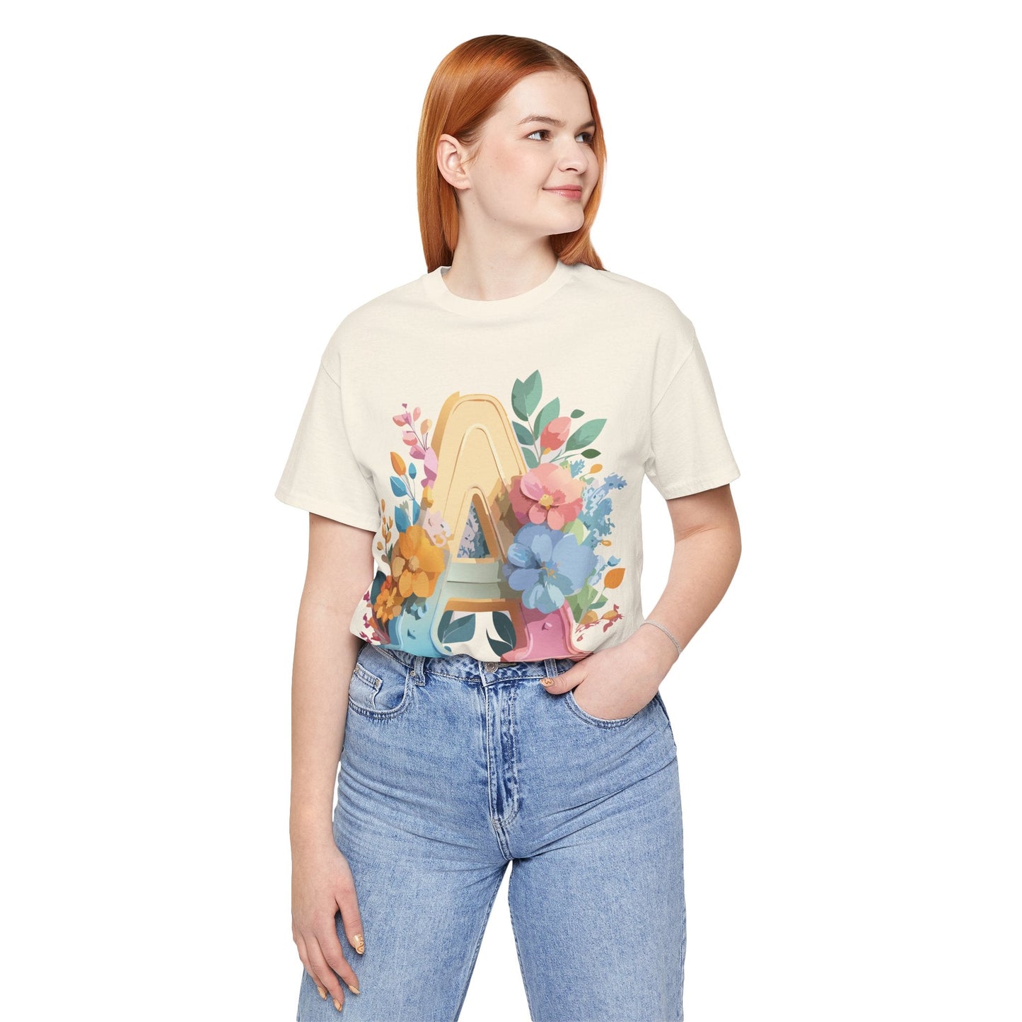 Letter A Shirt Graphic Tee Unisex Short Sleeve by Adelpha Vintage Inspired Art Tee