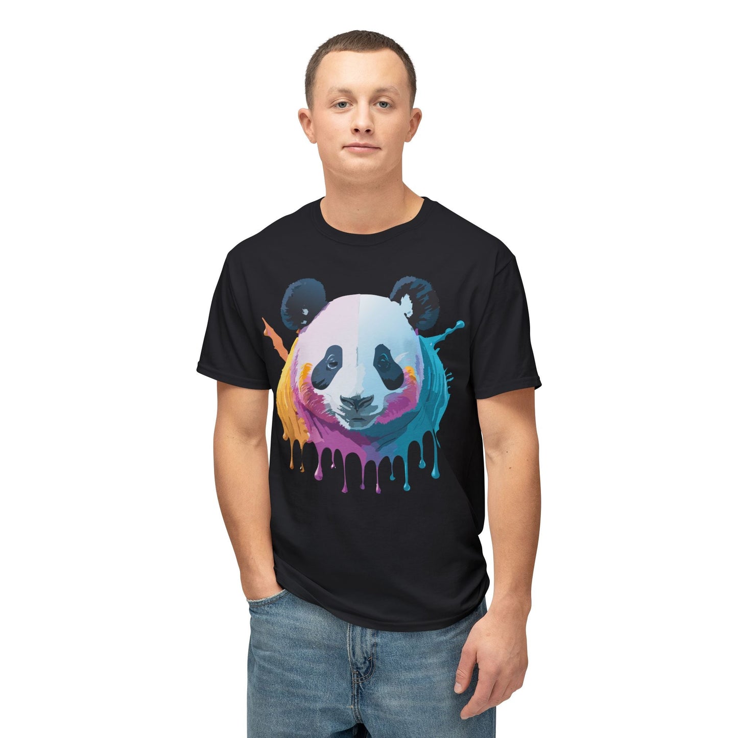 Unisex Panda Art Tee With Floral Print Premium Vintage Style HD Cotton Shirt Comfortable