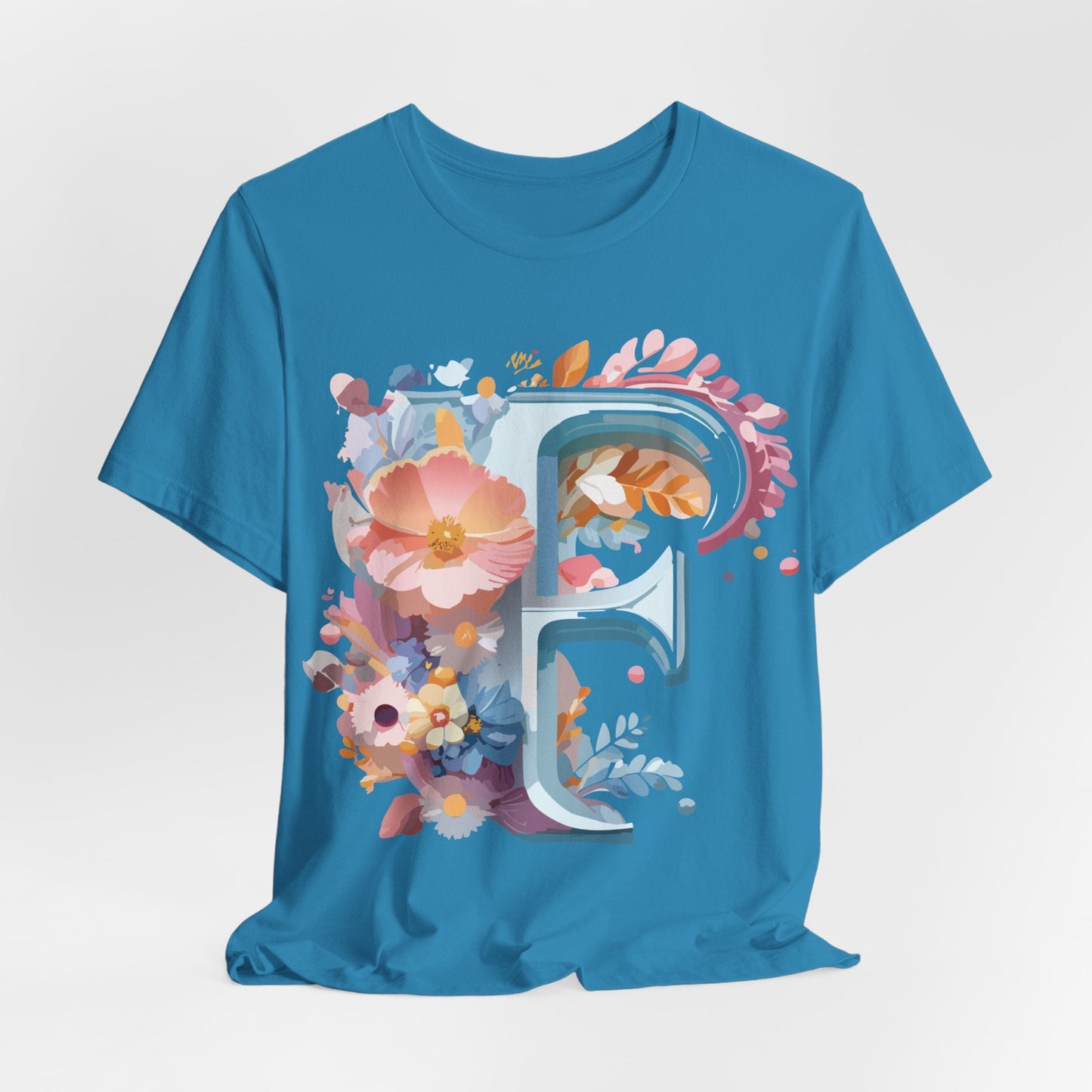 Letter F Graphic Tee Unisex Short Sleeve Vintage Inspired Adelpha Artwork Collection