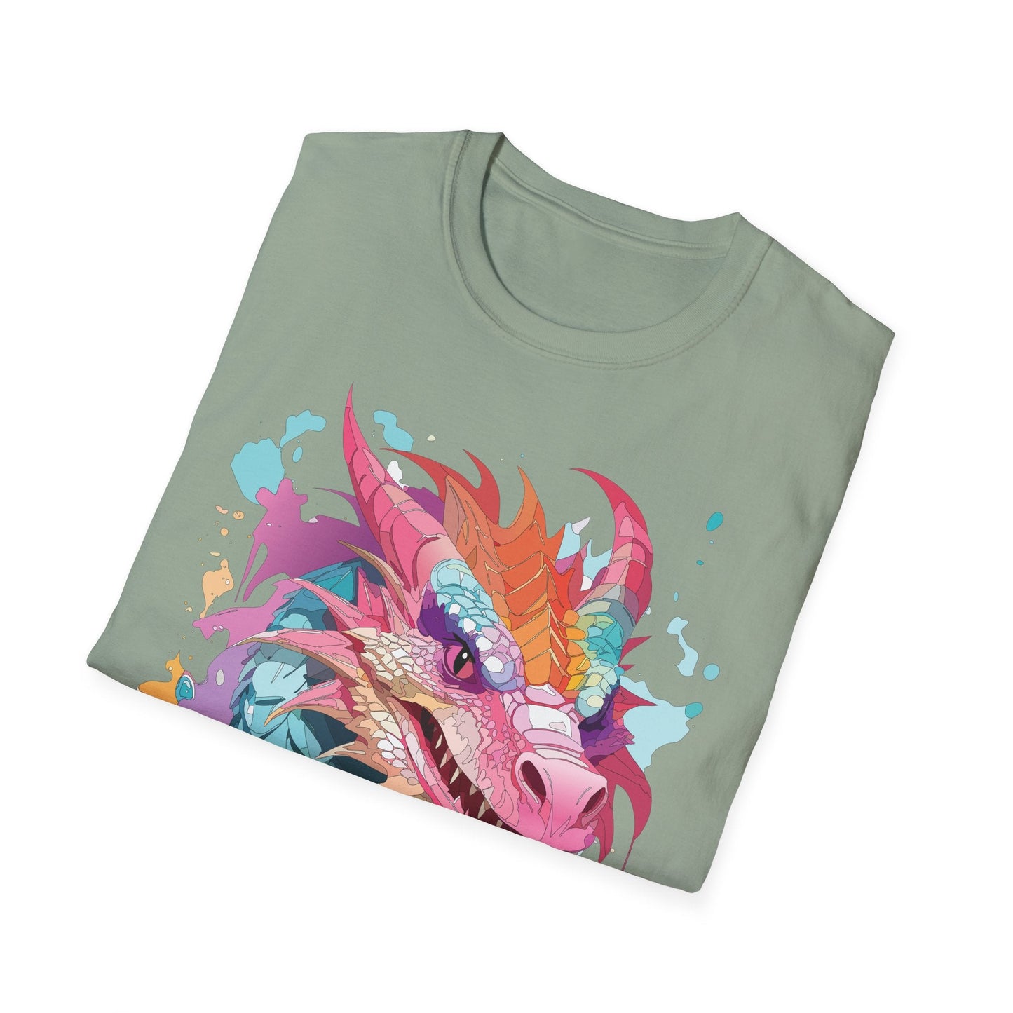 Dragon Graphic Tee Unisex Gildan Softstyle Cotton Shirt With Animal Art Design 64000