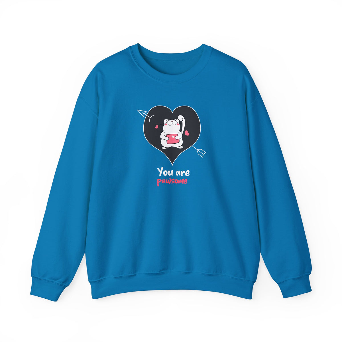 Cat Graphic Valentine's Day Sweatshirt Unisex 50/50 Cotton-Poly Animal Sweatshirt w10