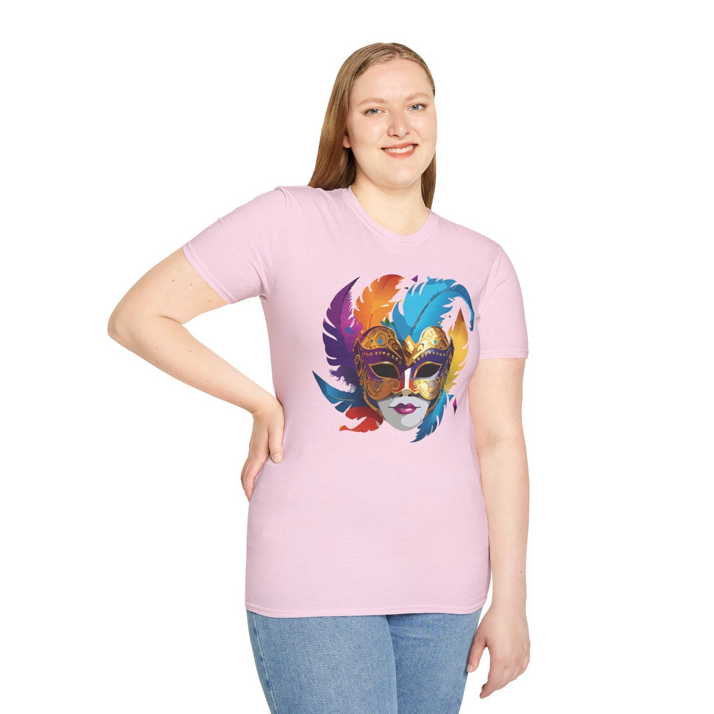 Mask Tee Shirt Unisex Short Sleeve Cotton Tee Art Design Masquerade Gildan Softstyle 64000