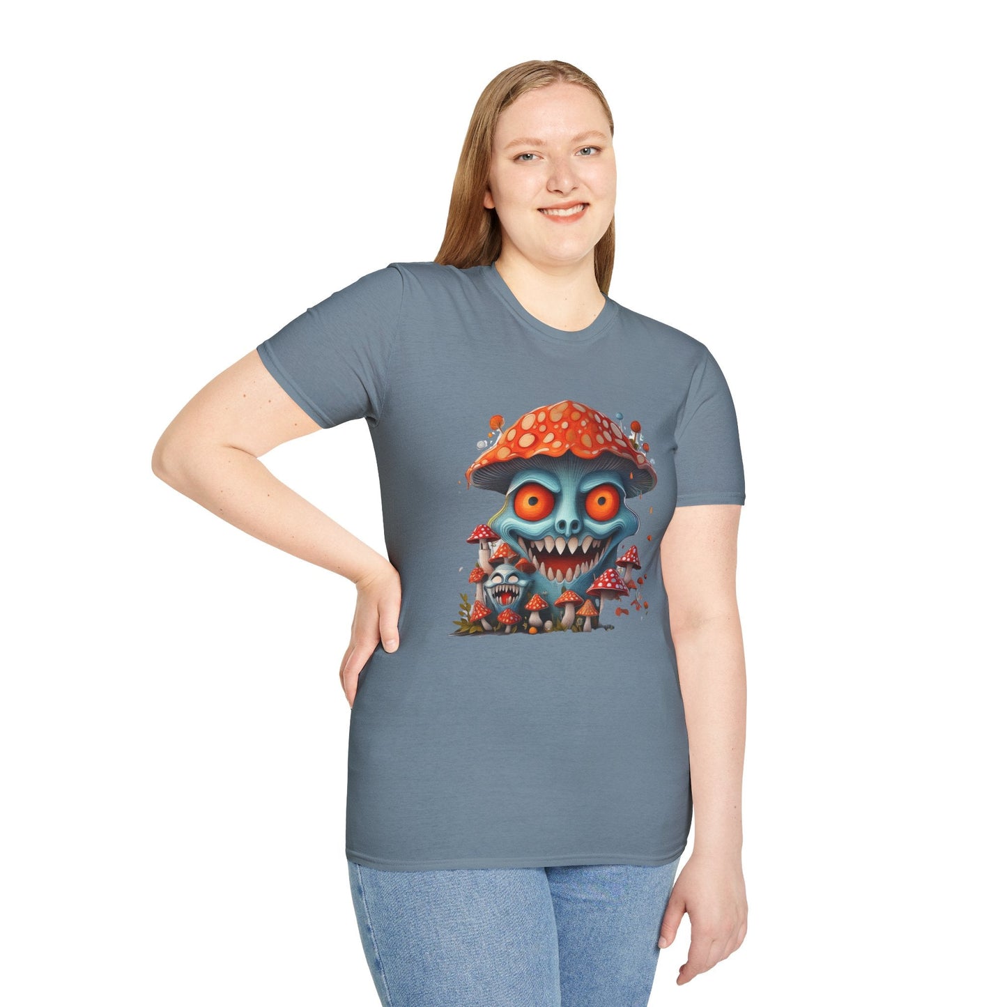 Funny Mashroom Graphic Unisex Softstyle Cotton With Cartoon Illustration Design 3