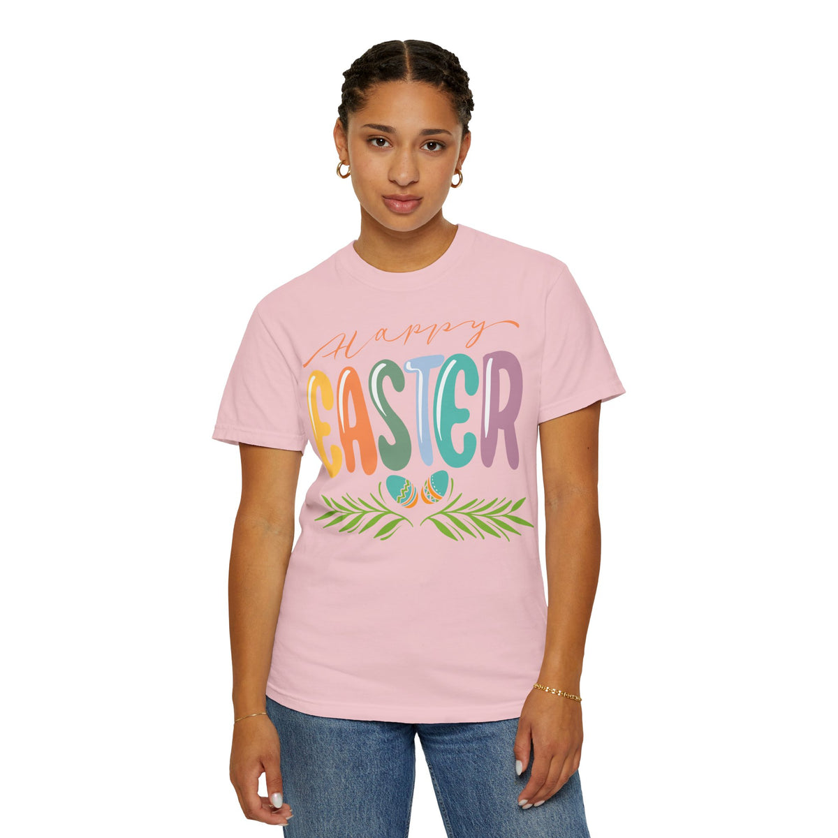 Happy Easter T-Shirt, Tee Shirt with Easter Signature, T Shirt with Easter Prints, Tee Shirt with Easter Design