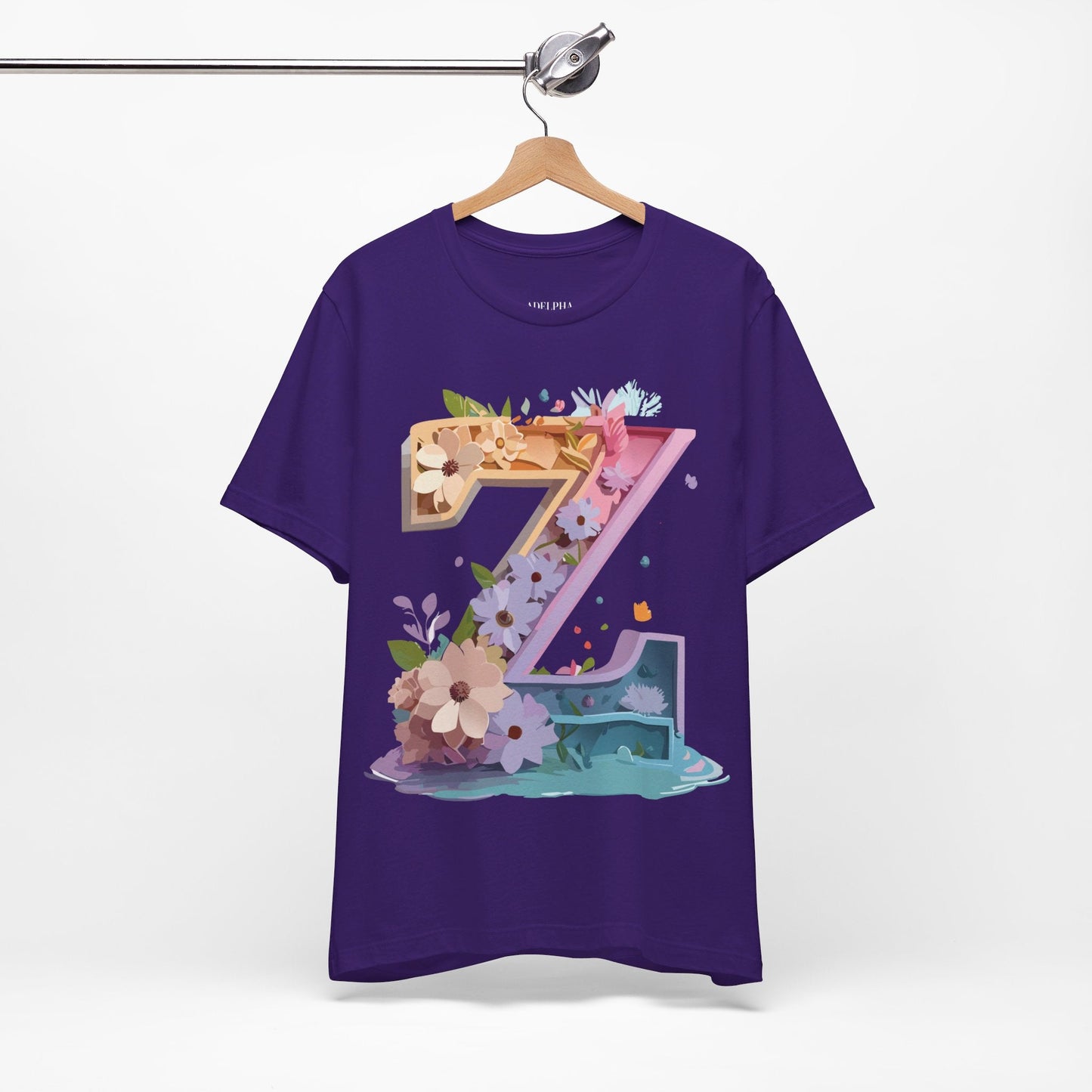 Letter Z Shirt Unisex Graphic Tee Adelpha Vintage Inspired Artwork Short Sleeve Jersey