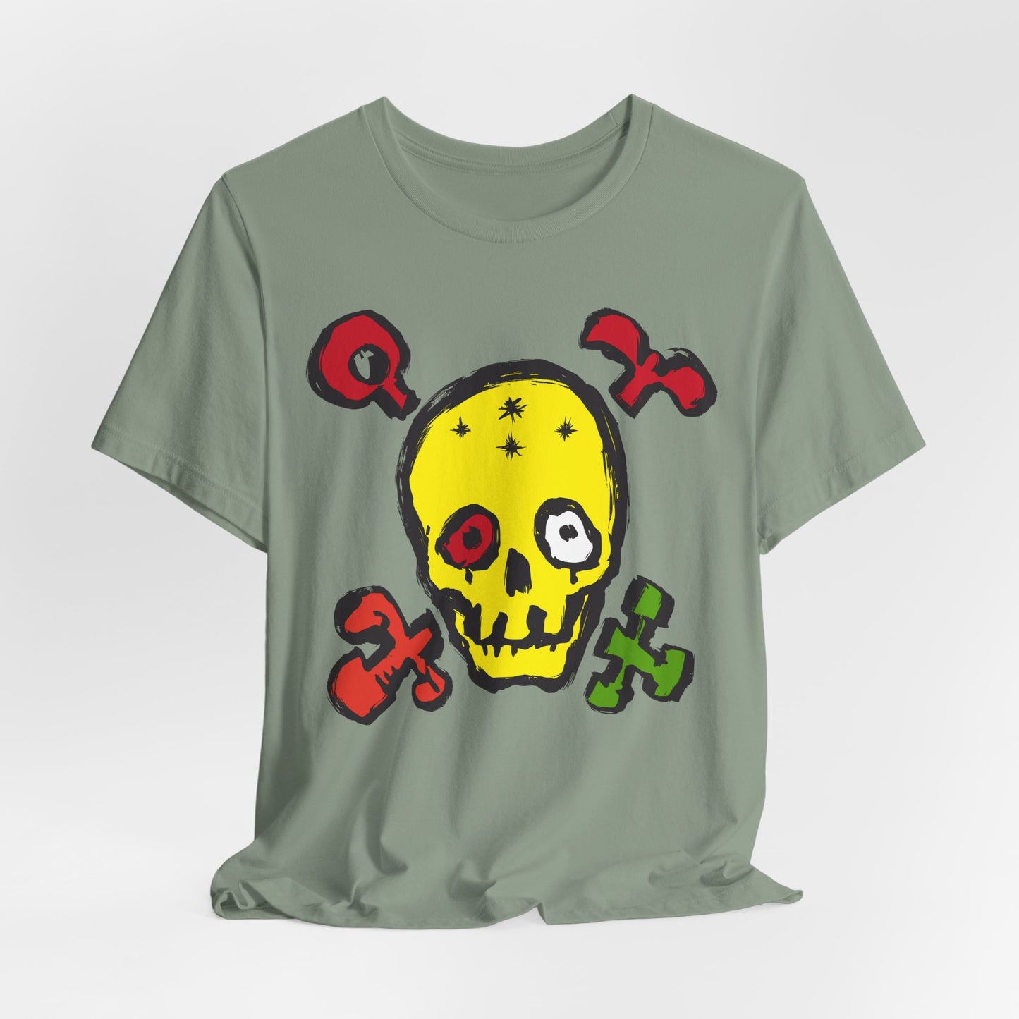 Yellow Skull Graphic Design Tee, Skull Shirt, Vintage Tees, Art Design T-Shirt, Vintage Graphic Tee, Art Shirts with Skulls